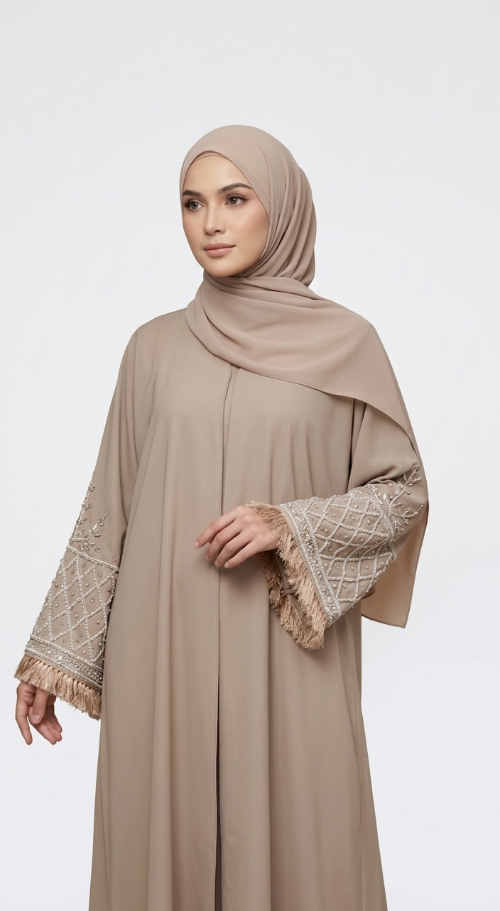 Beige Party Sleeve Work Abaya MH247
