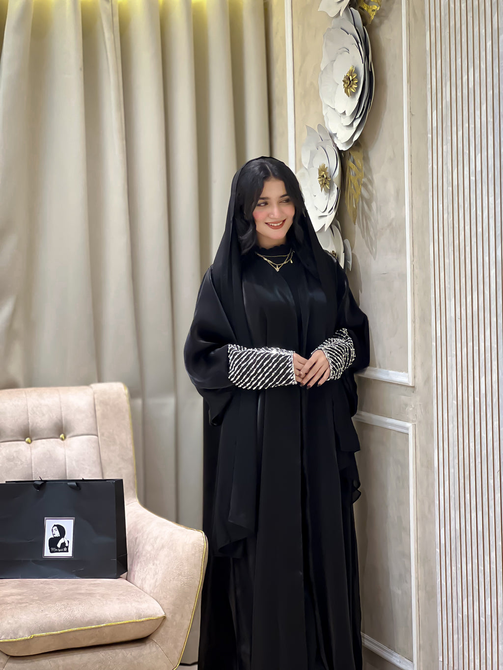 NAFZ Black Sleeve Work Abaya- MH006