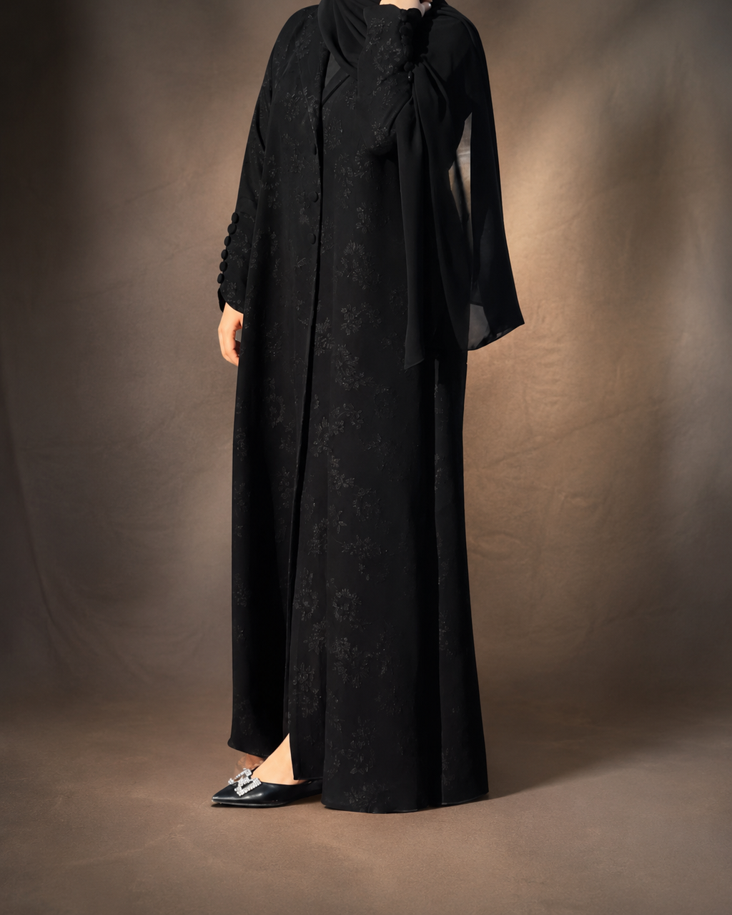 Black Dreamy Flower Abaya-MH339