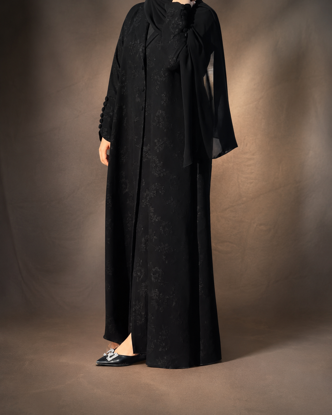 Black Dreamy Flower Abaya-MH339