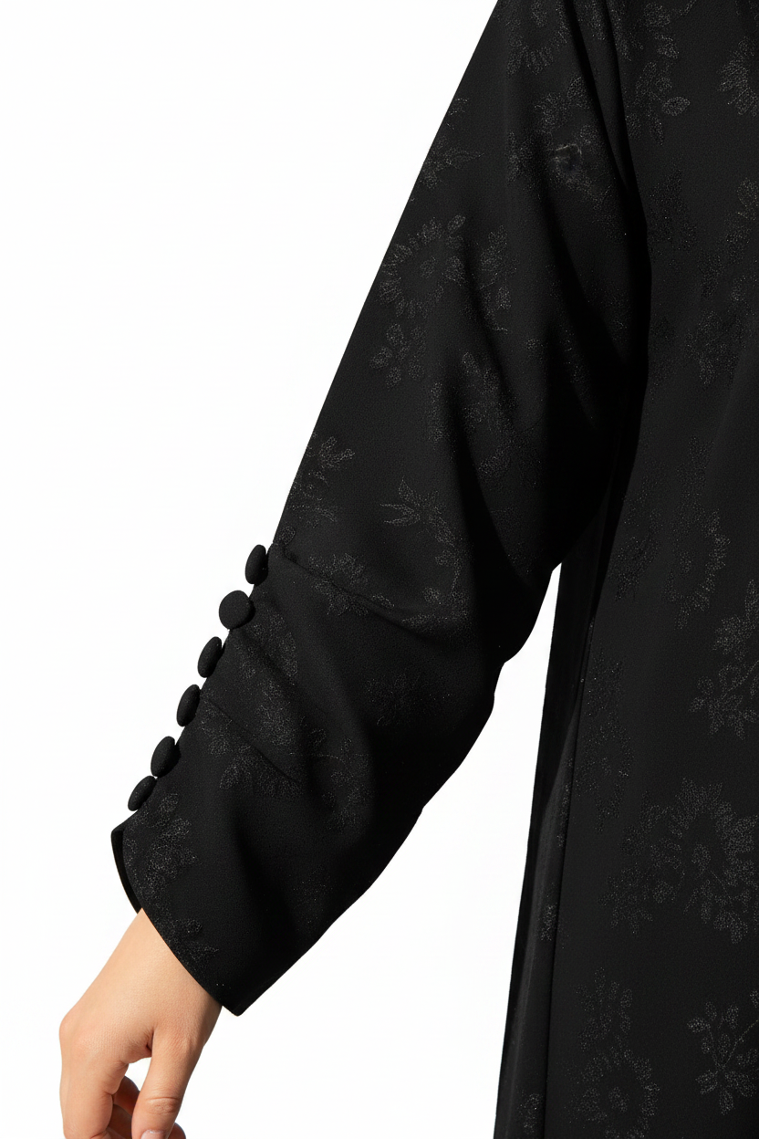 Black Dreamy Flower Abaya-MH339
