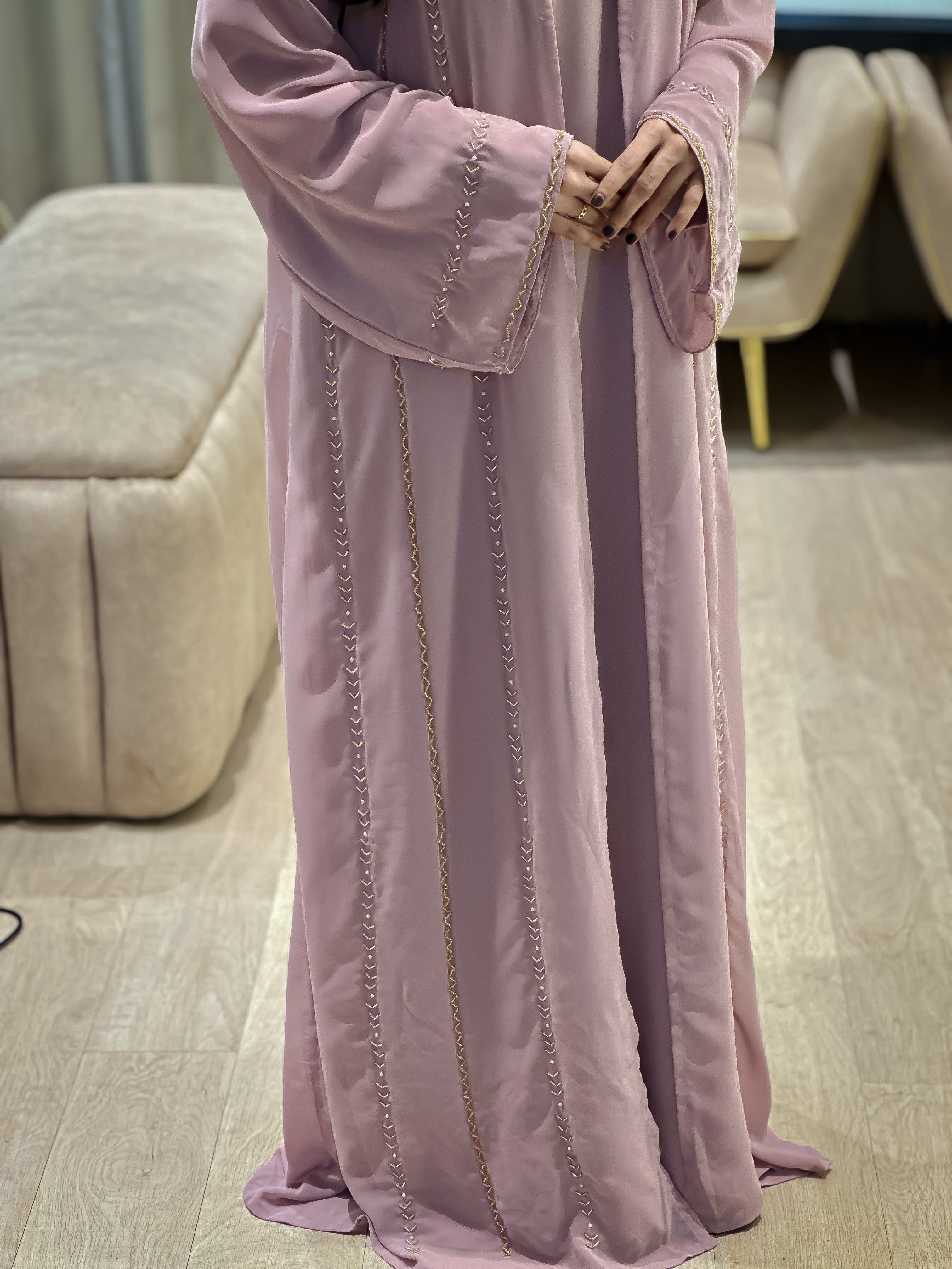 NAFZ Baby Pink Chiffon Abaya Edition- MH102
