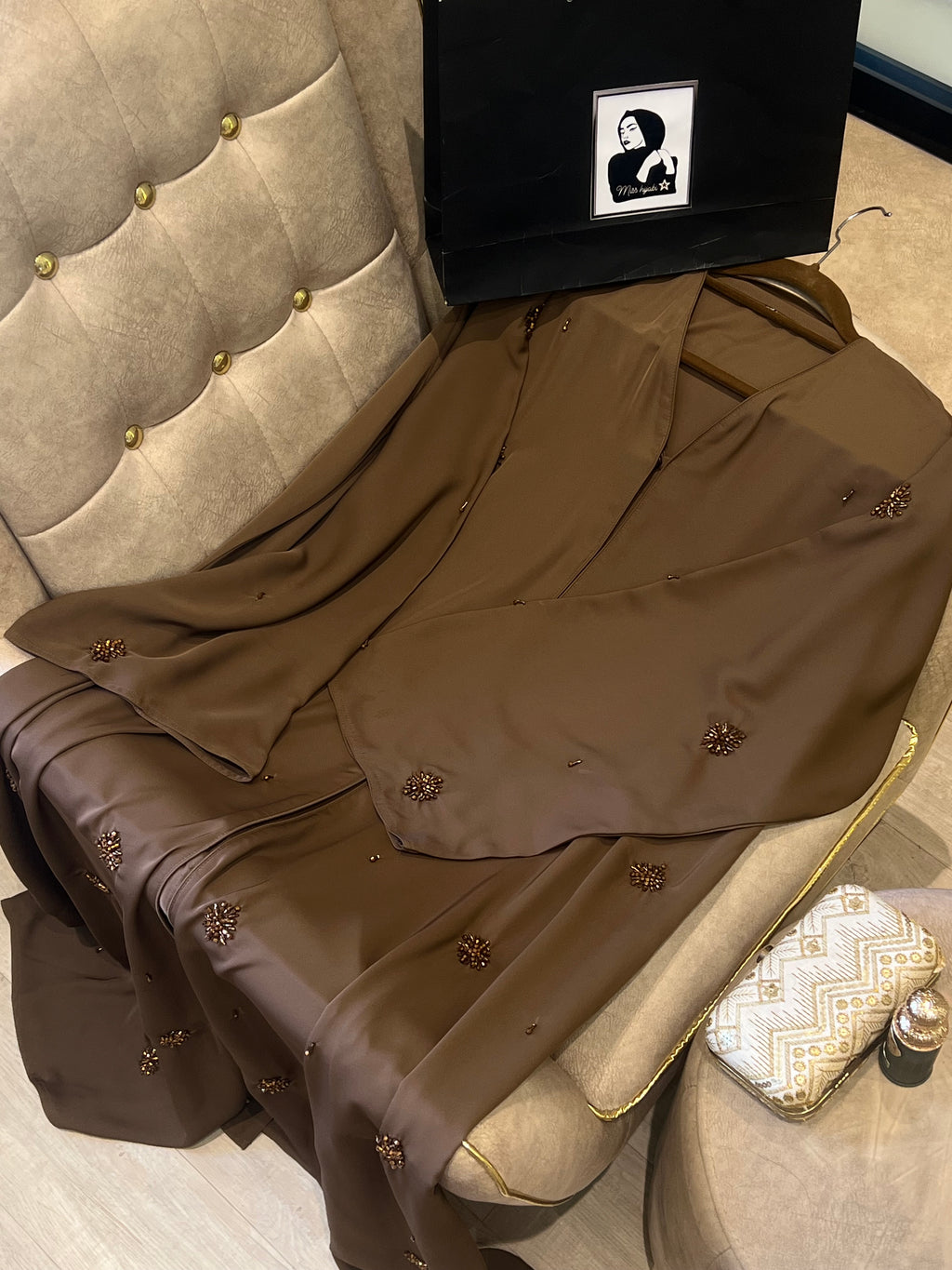 Classic Brown Luxury Abaya - MH089