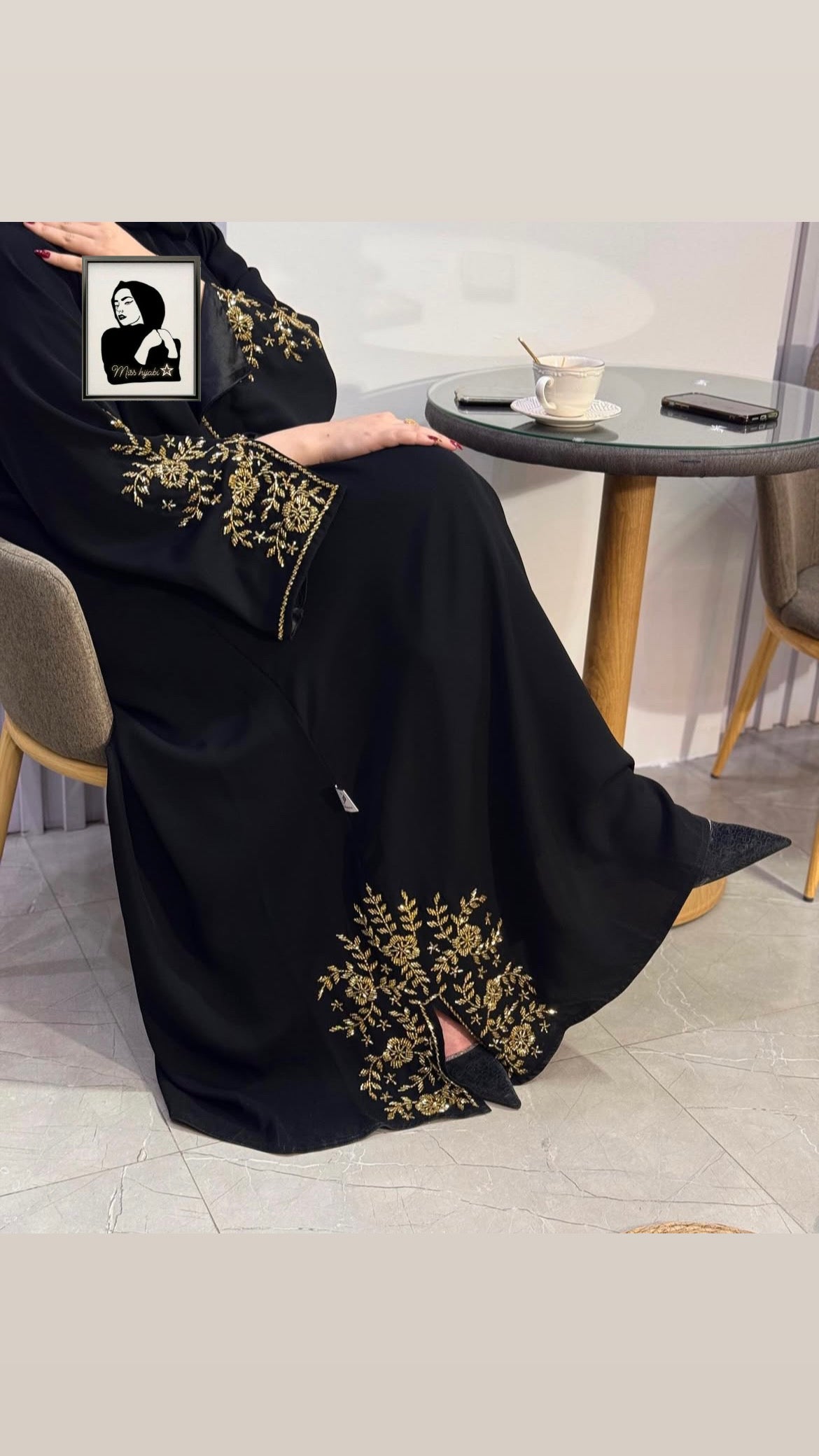 Royal Gilded Black abaya - MH039
