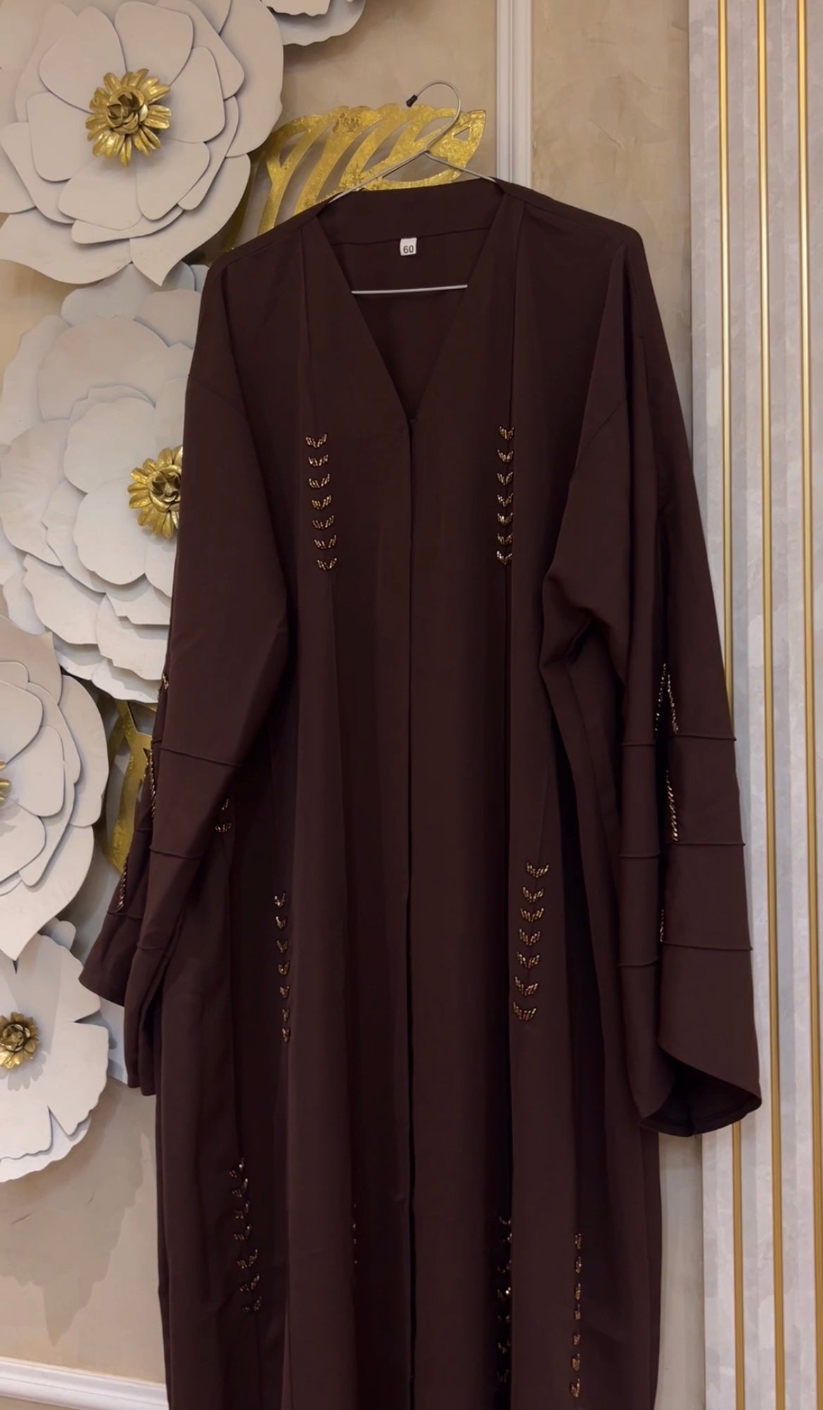 Brown copper Handwork Abaya- MH092