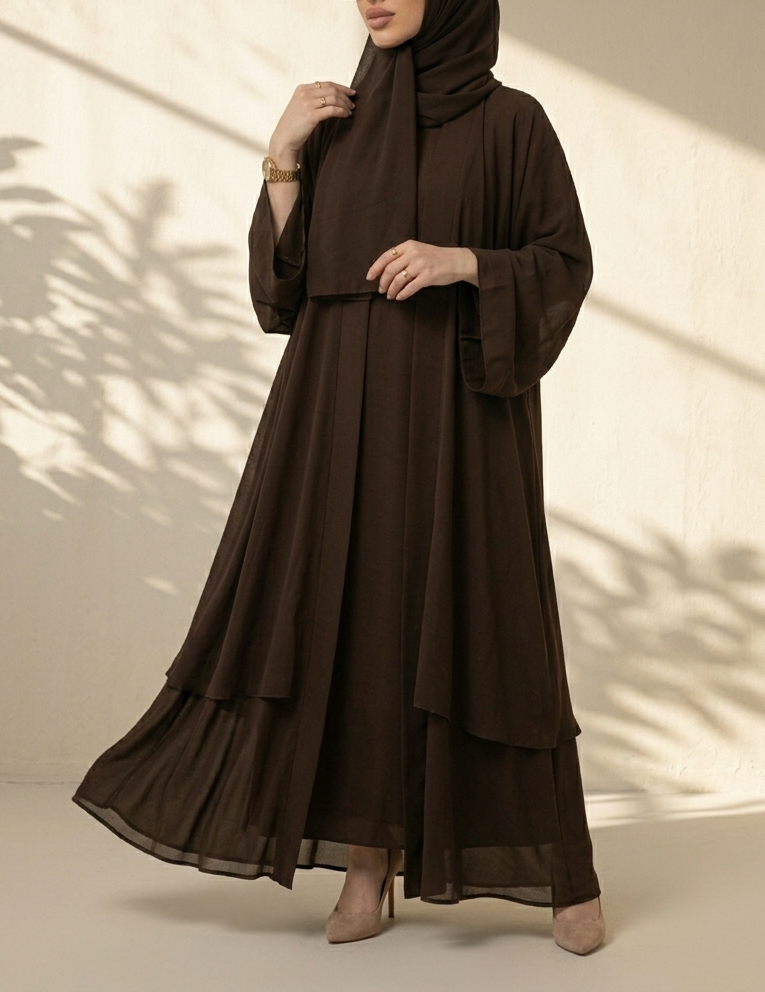 Brown Georgette Abaya -MH322