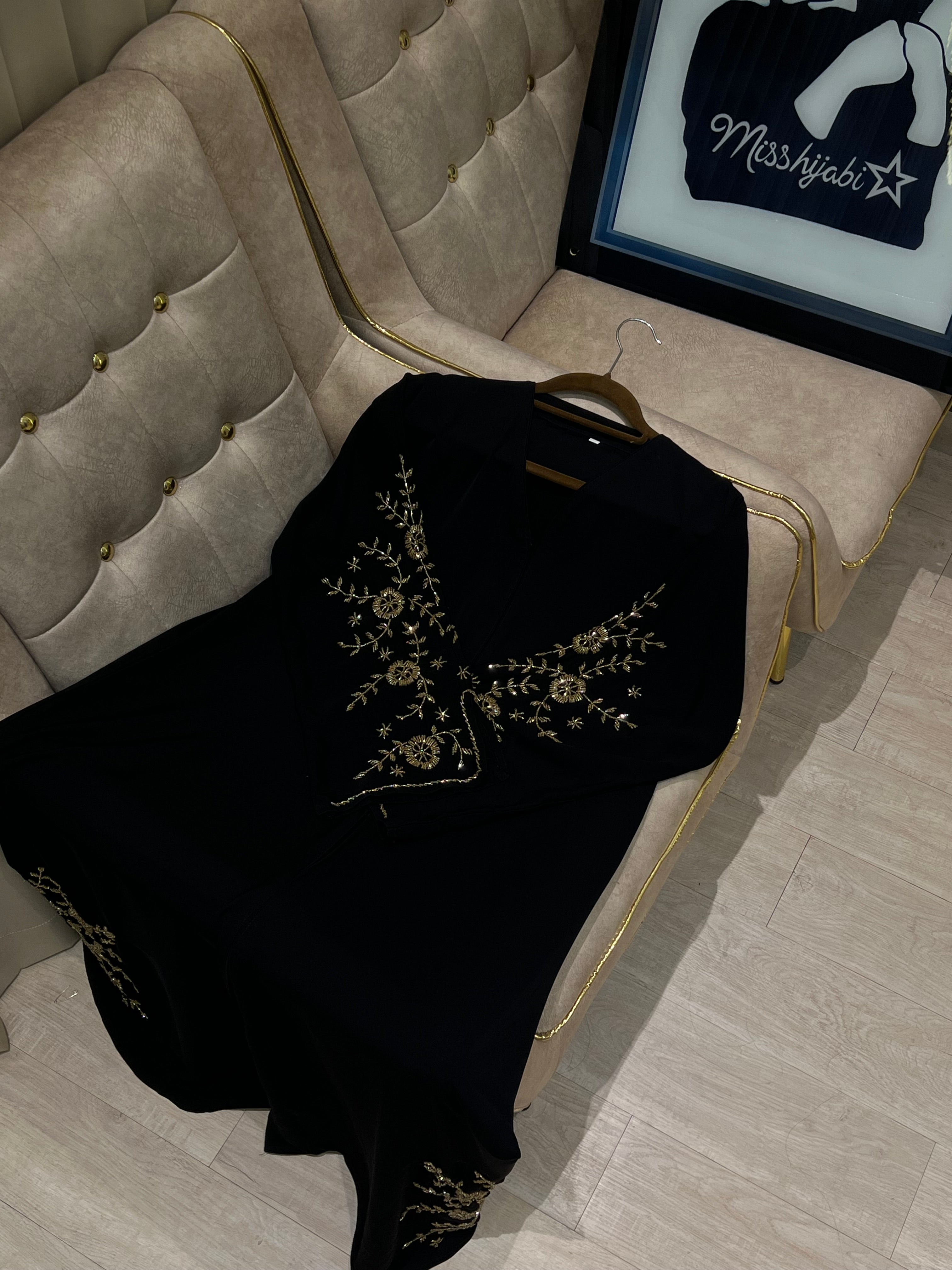 Royal Gilded Black abaya - MH039