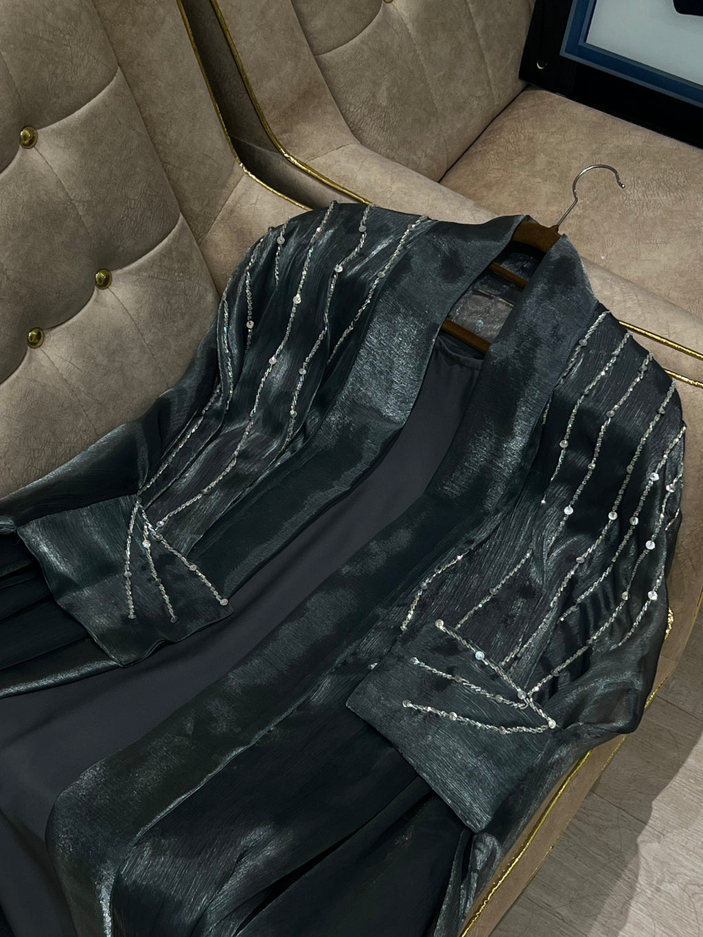 Grey Party Abaya -MH035