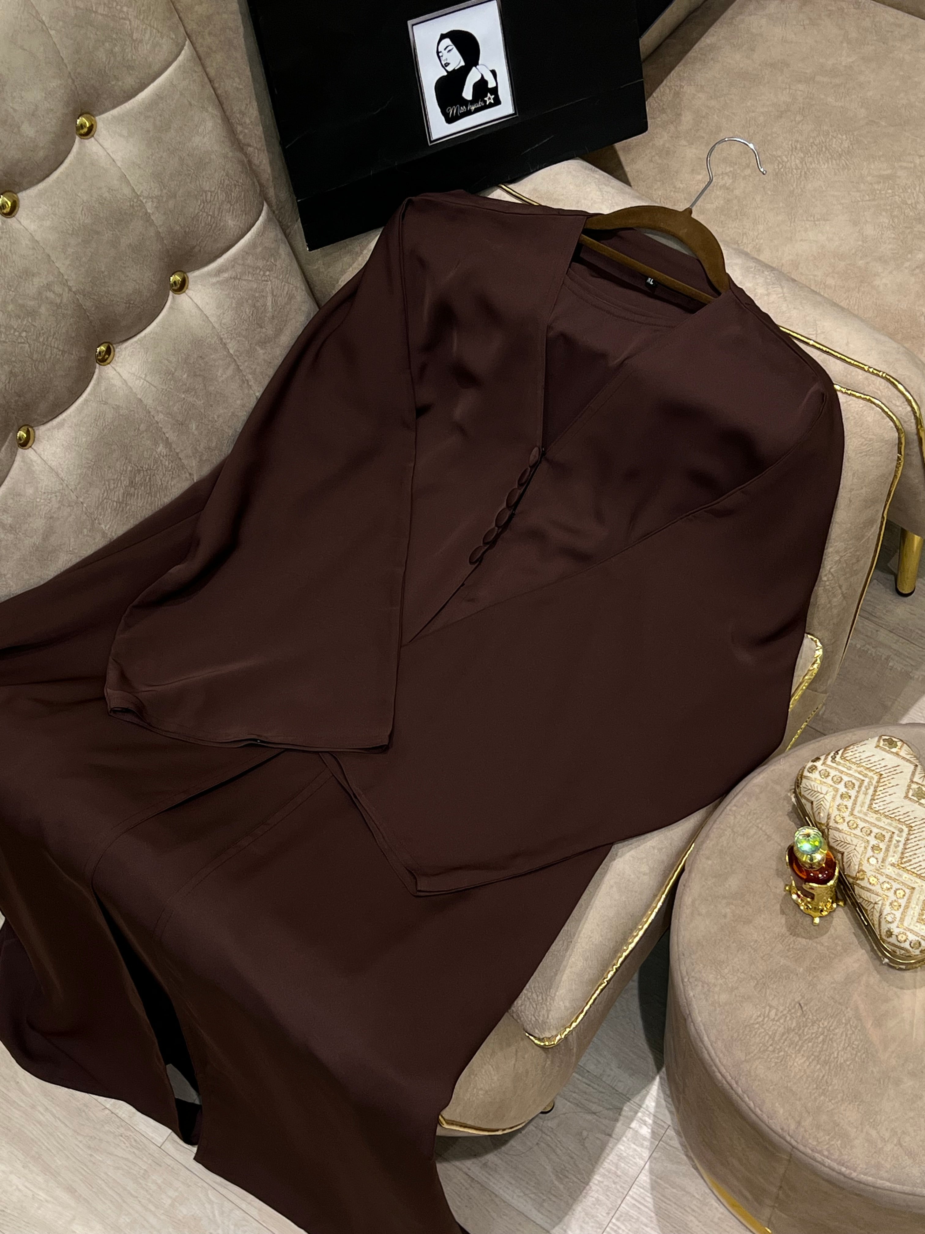 Simple Brown Abaya Comfortable Daily Wear -MH053