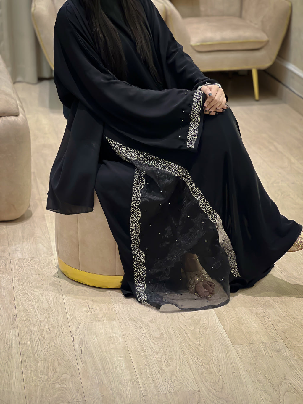Black Organza Styled Abaya -MH117