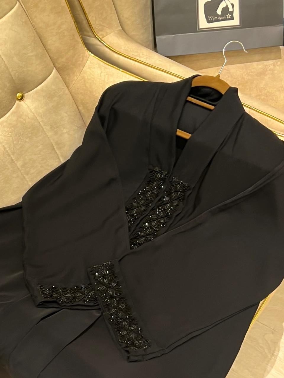 Black embellished designer Abaya- MH099