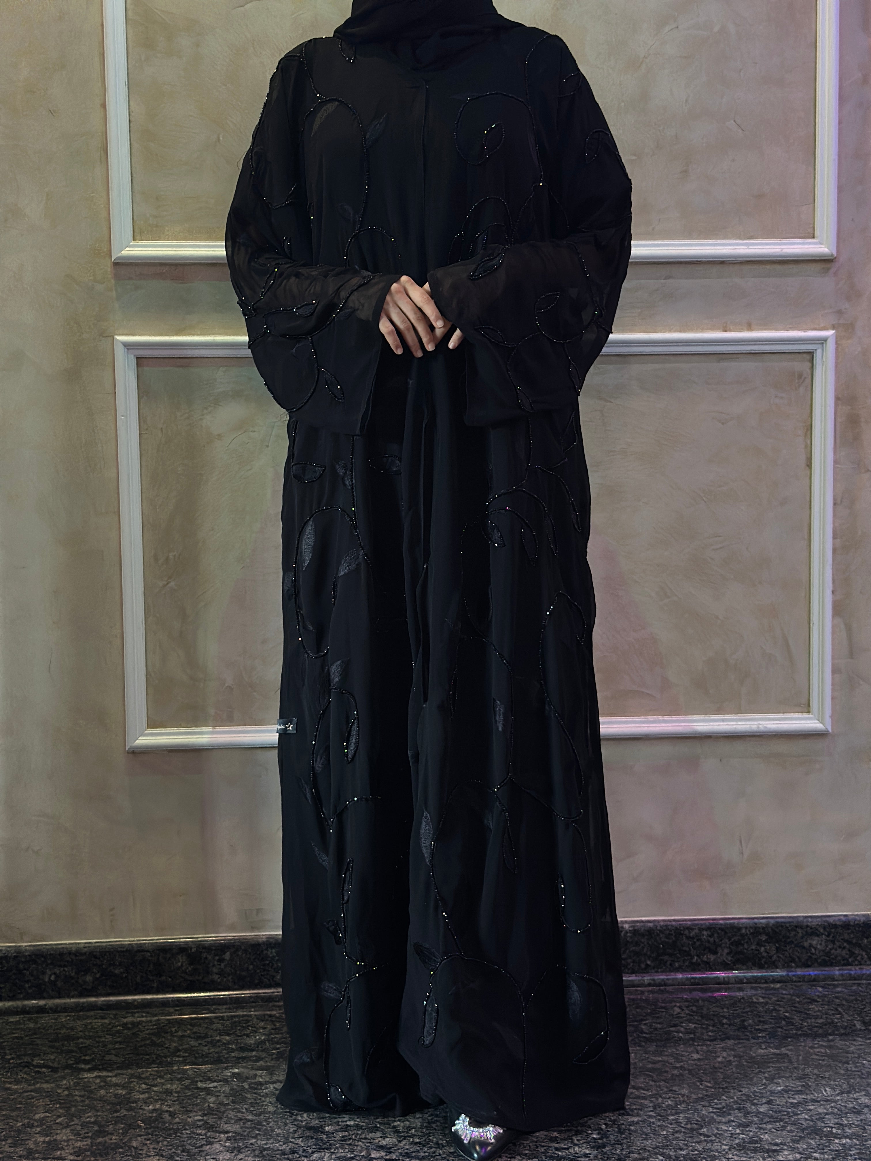 Bridal Luxury Black Abaya- MH010