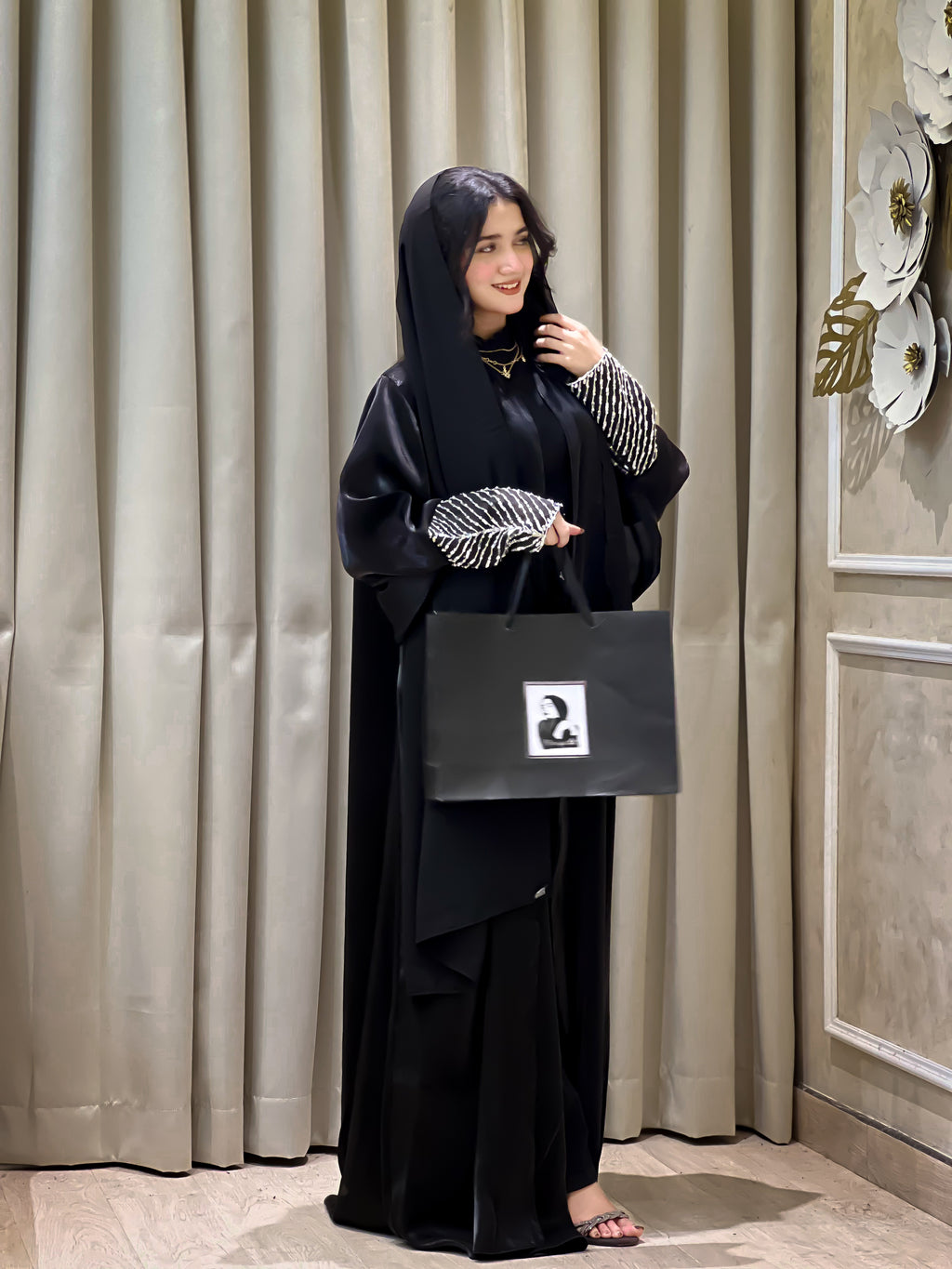 NAFZ Black Sleeve Work Abaya- MH006