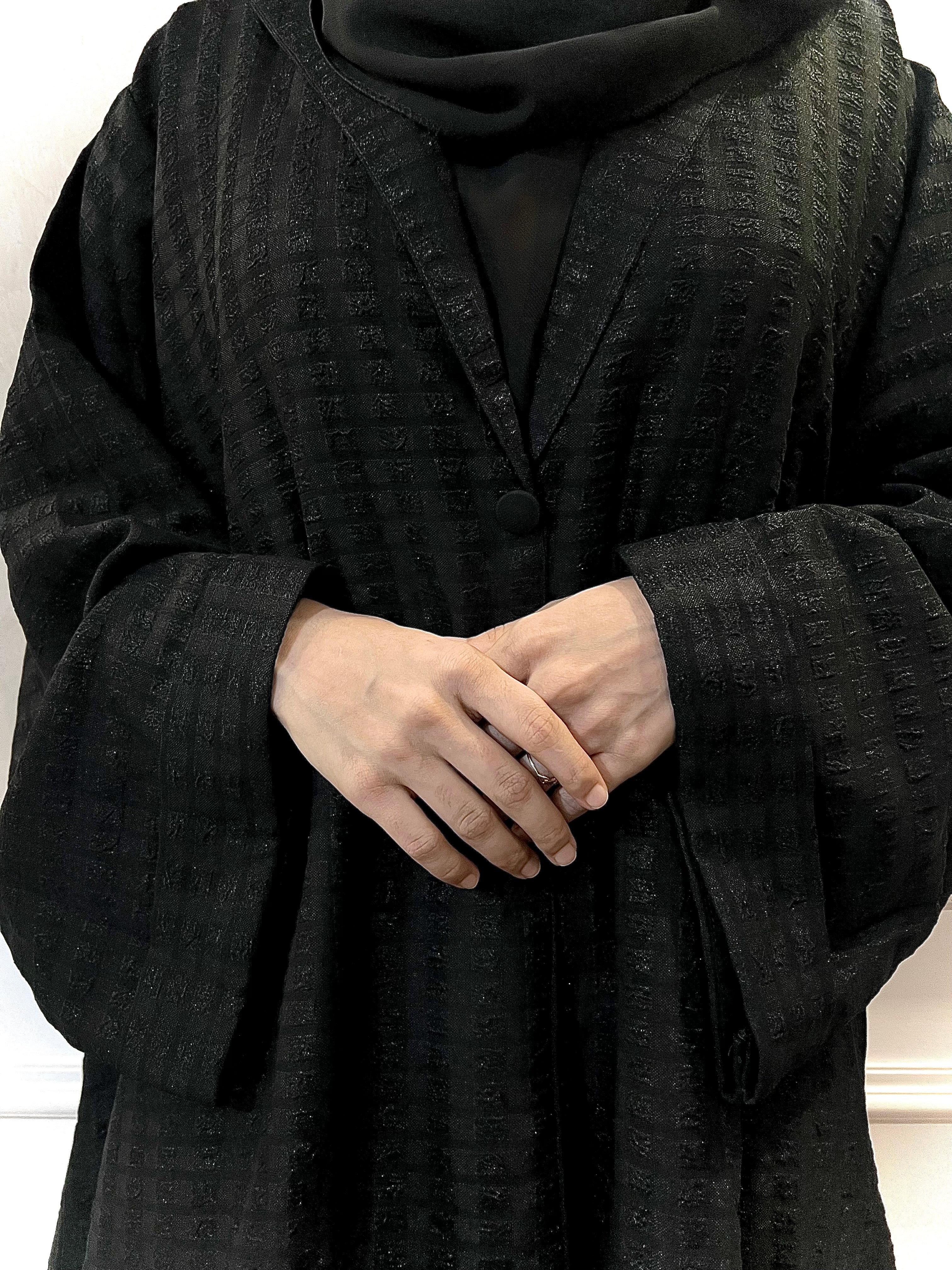 Sana Black Self Designed Abaya -MH033