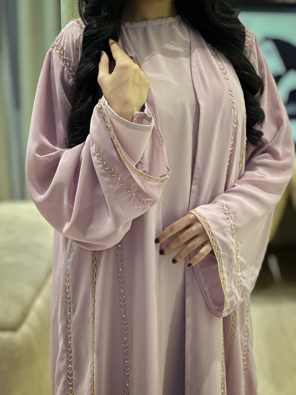 NAFZ Baby Pink Chiffon Abaya Edition- MH102