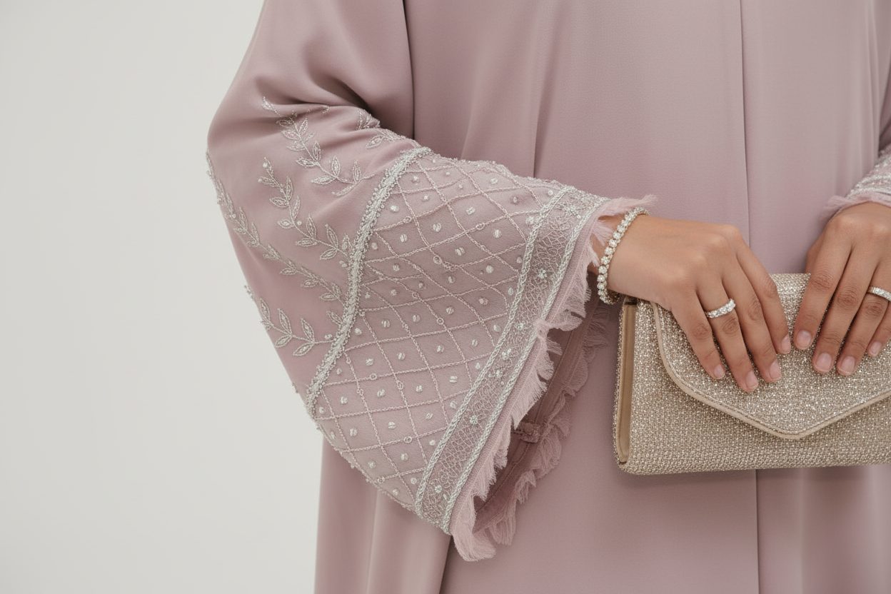 Rose pink, zoeey sleeve work abaya- MH513