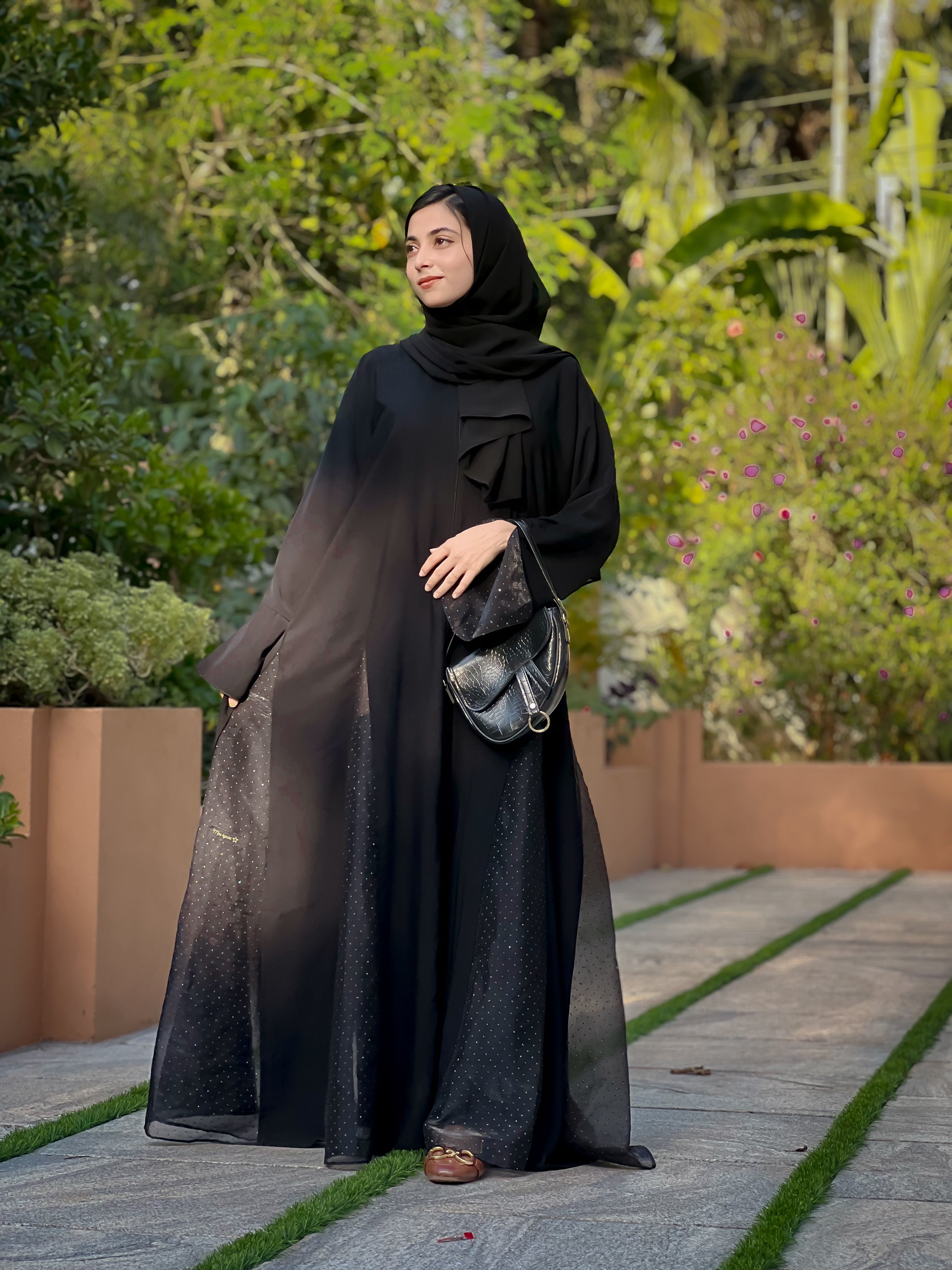 BLACK SANA SHEHZ PARTY ABAYA- MH022