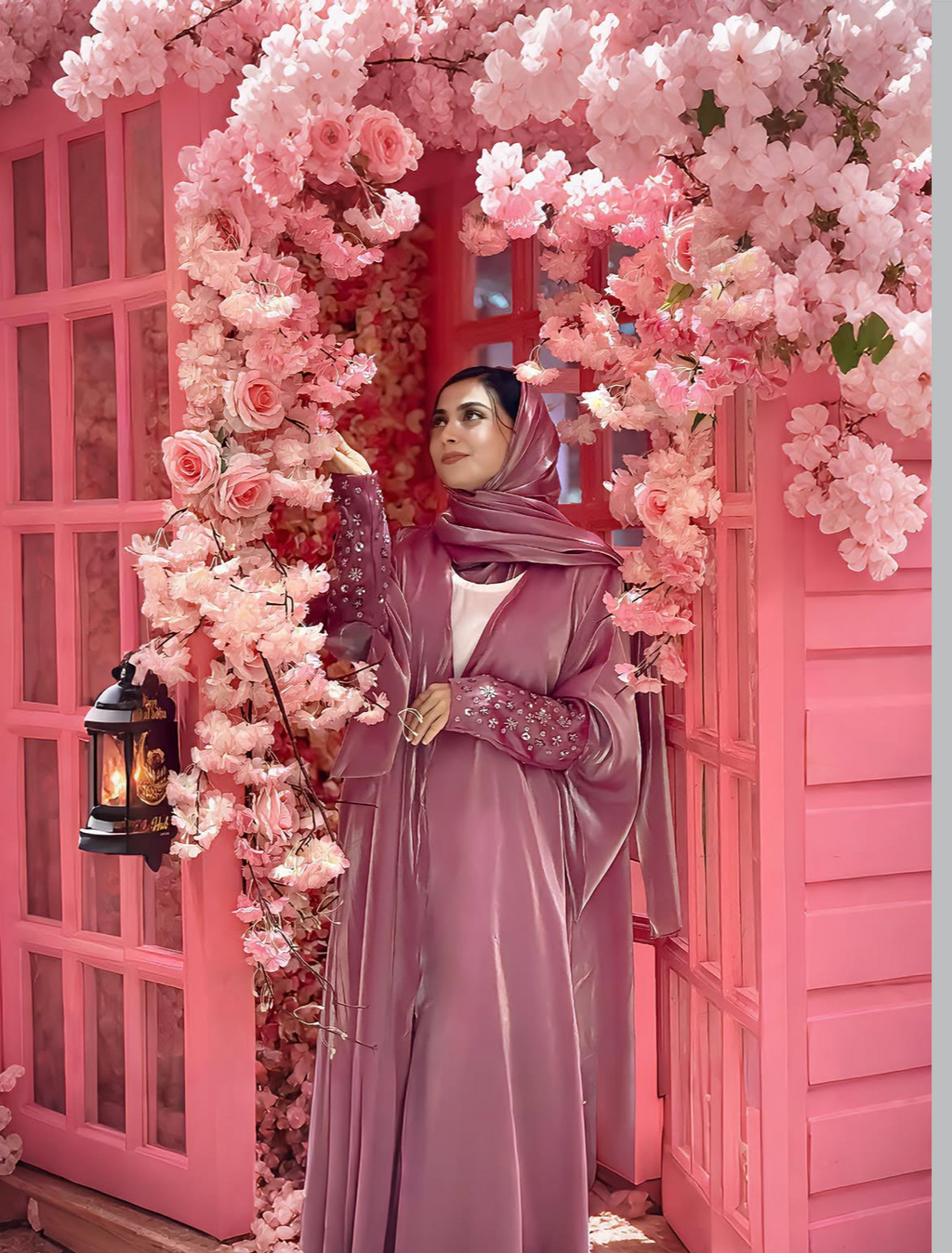 Sana Pink Organza Abaya- MH028