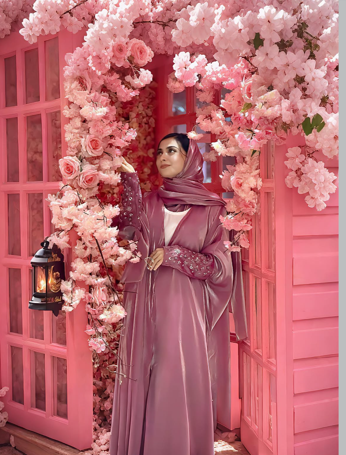 Sana Pink Organza Abaya- MH028