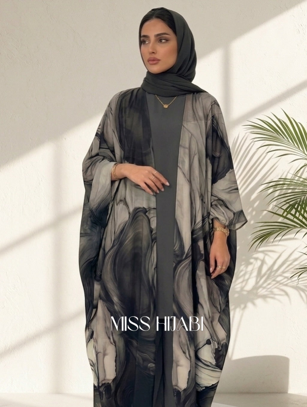 Printed khafthaan Abaya MH230