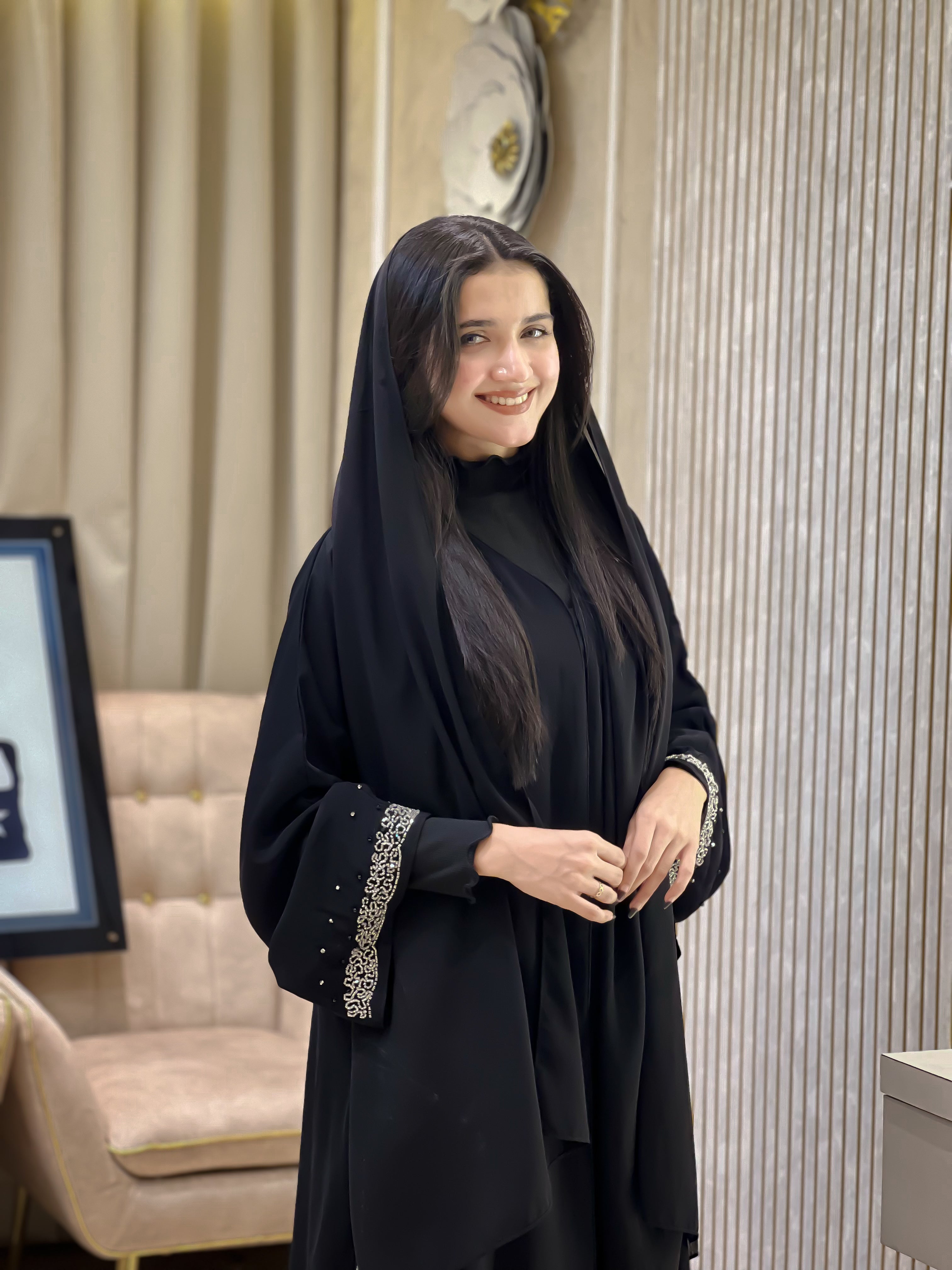 Black Organza Styled Abaya -MH117