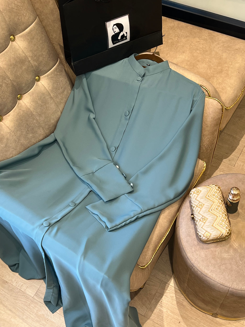 Simple side pocket Abaya- MH072