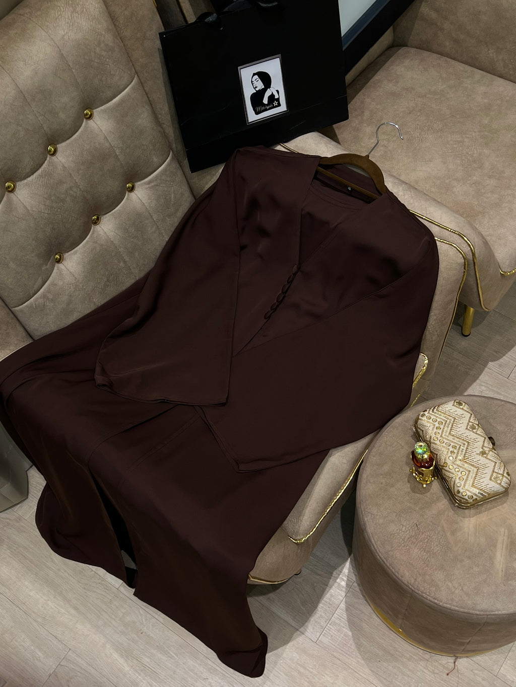 Simple Brown Abaya Comfortable Daily Wear -MH053
