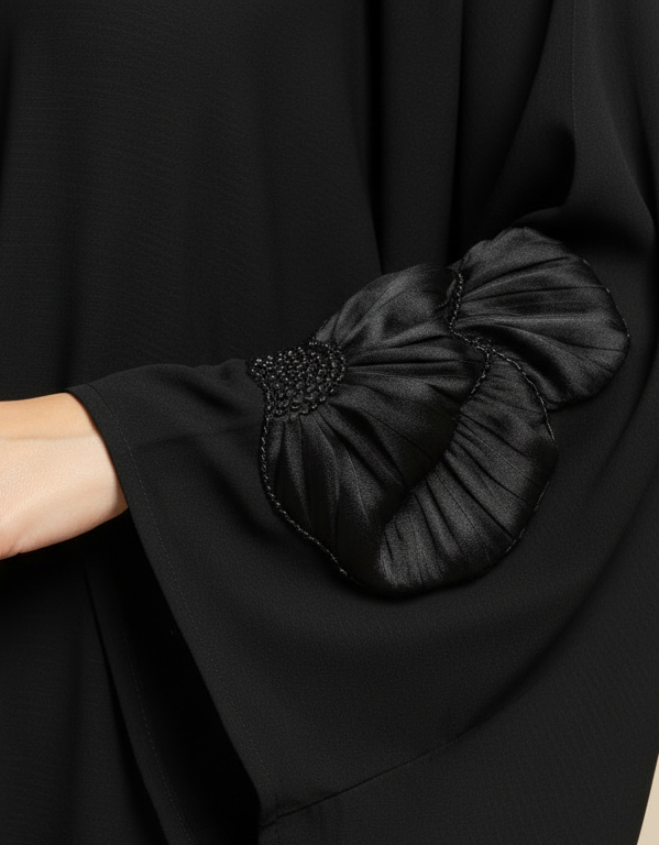 Black Flower abaya- MH044
