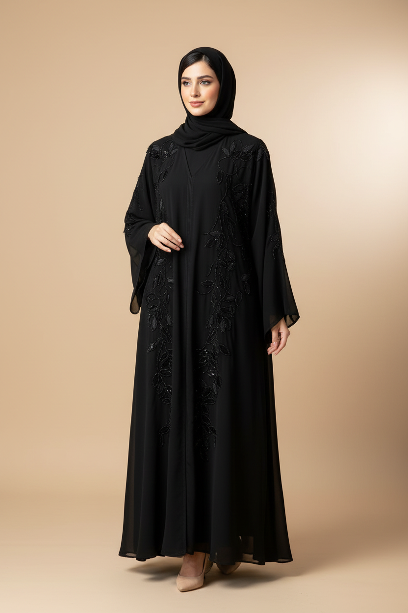 Luxury Black Abaya for Women | Timeless Modest Elegance - MH064