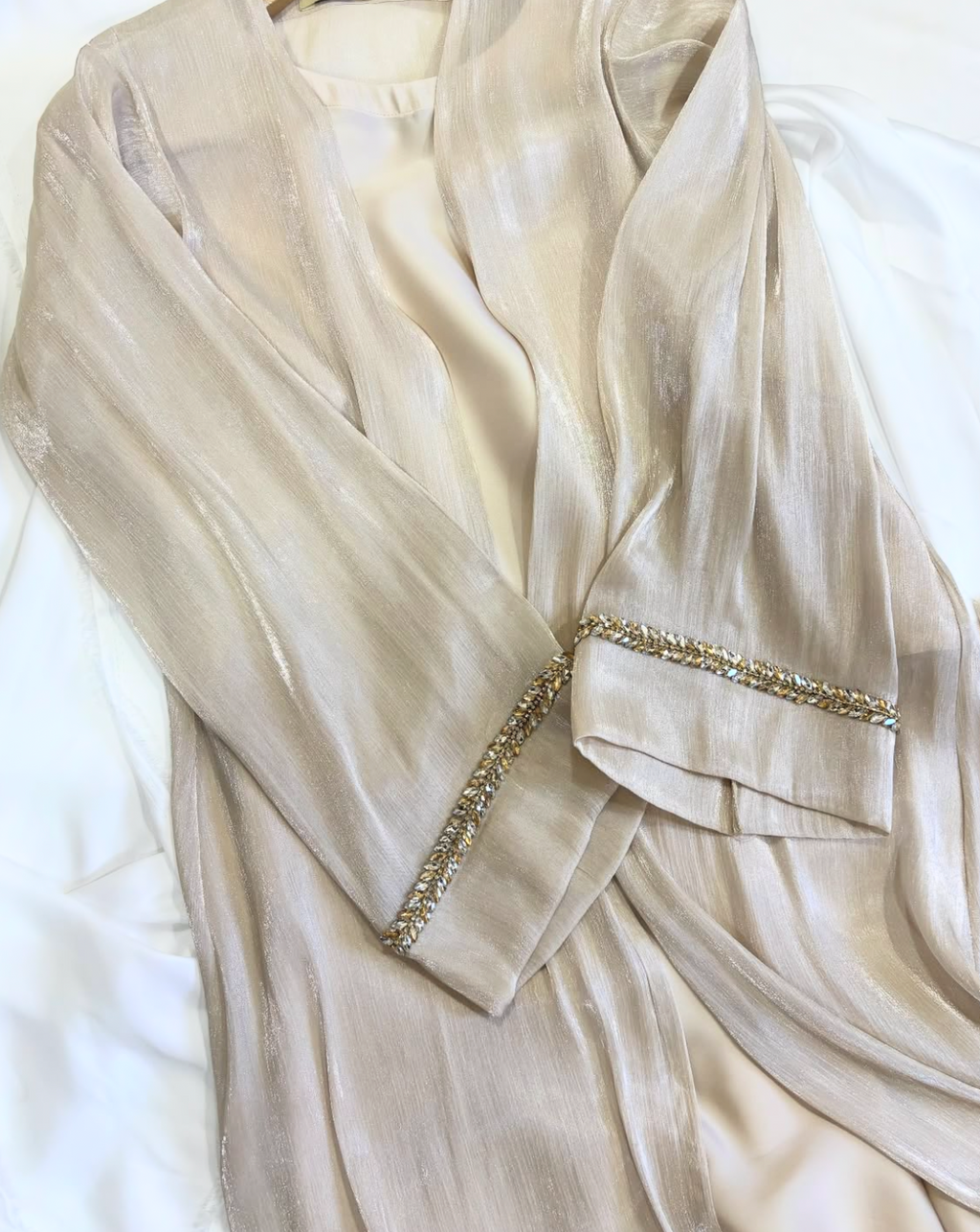 Beige Designer latest Organza Abaya MH226