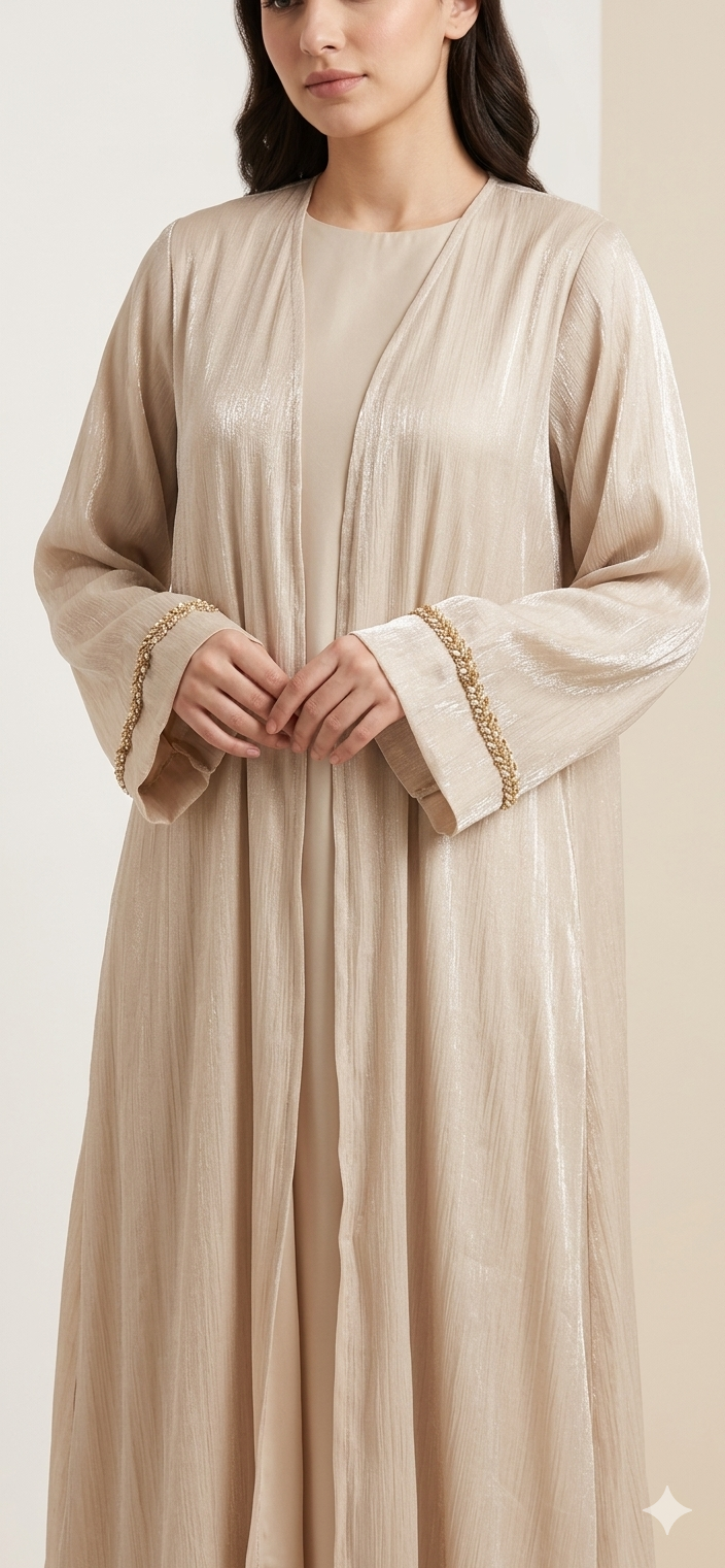 Beige Designer latest Organza Abaya MH226