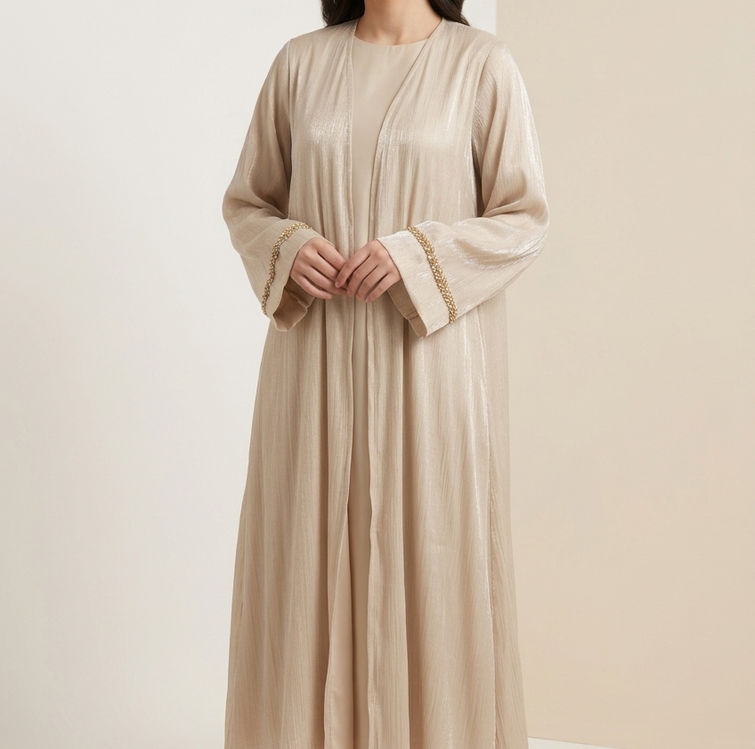 Beige Designer latest Organza Abaya MH226