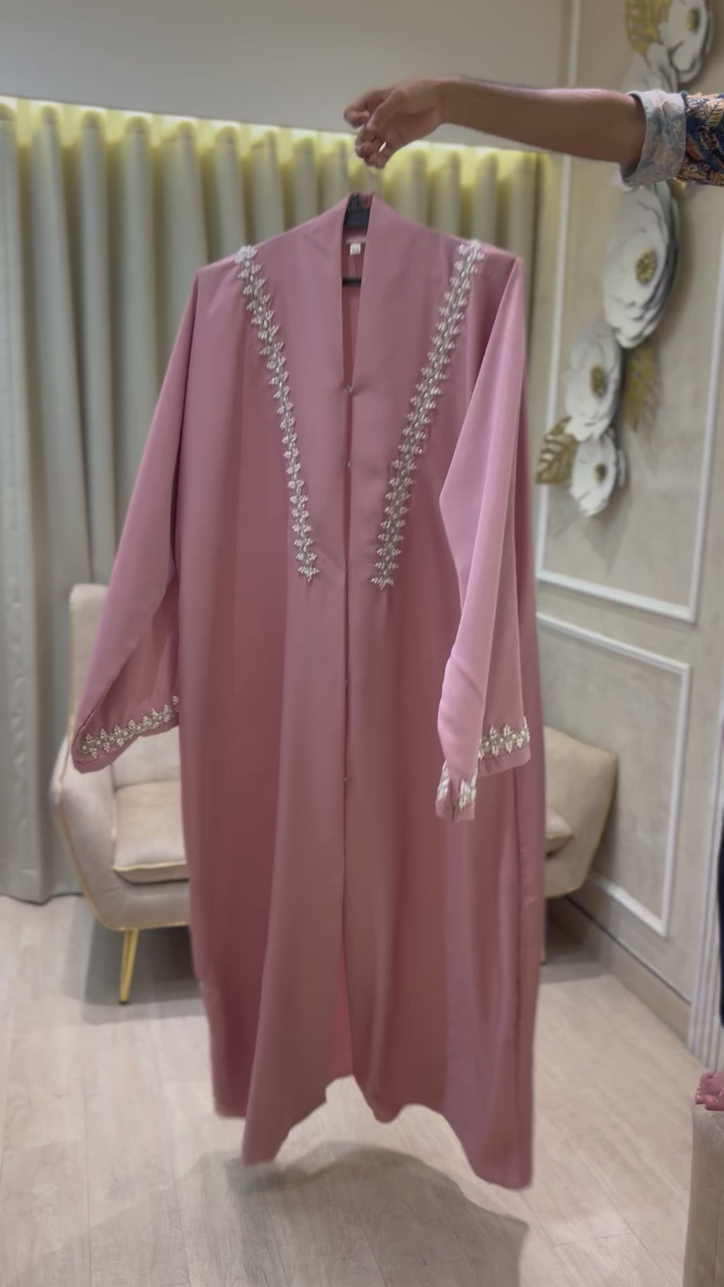 Baby Pink Luxury Abaya- MH061