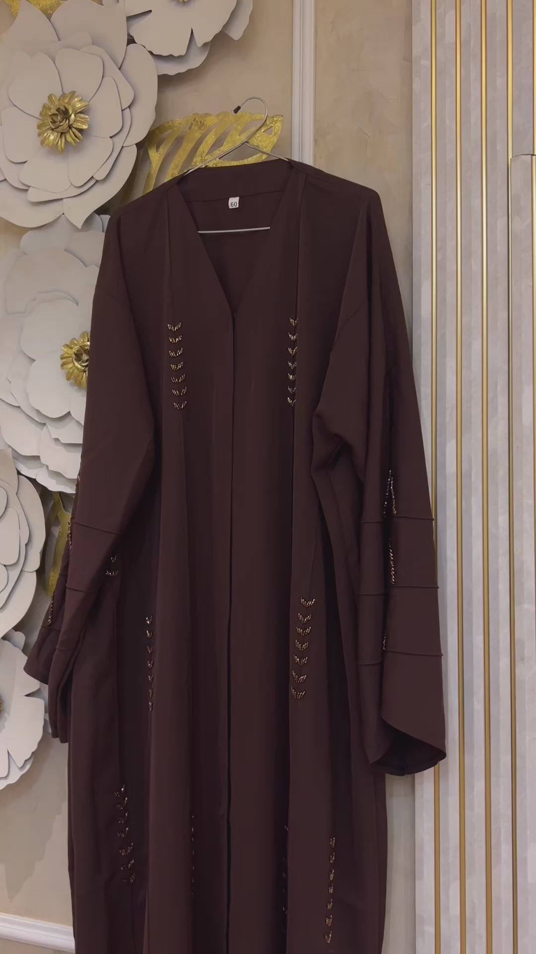 Brown copper Handwork Abaya- MH092