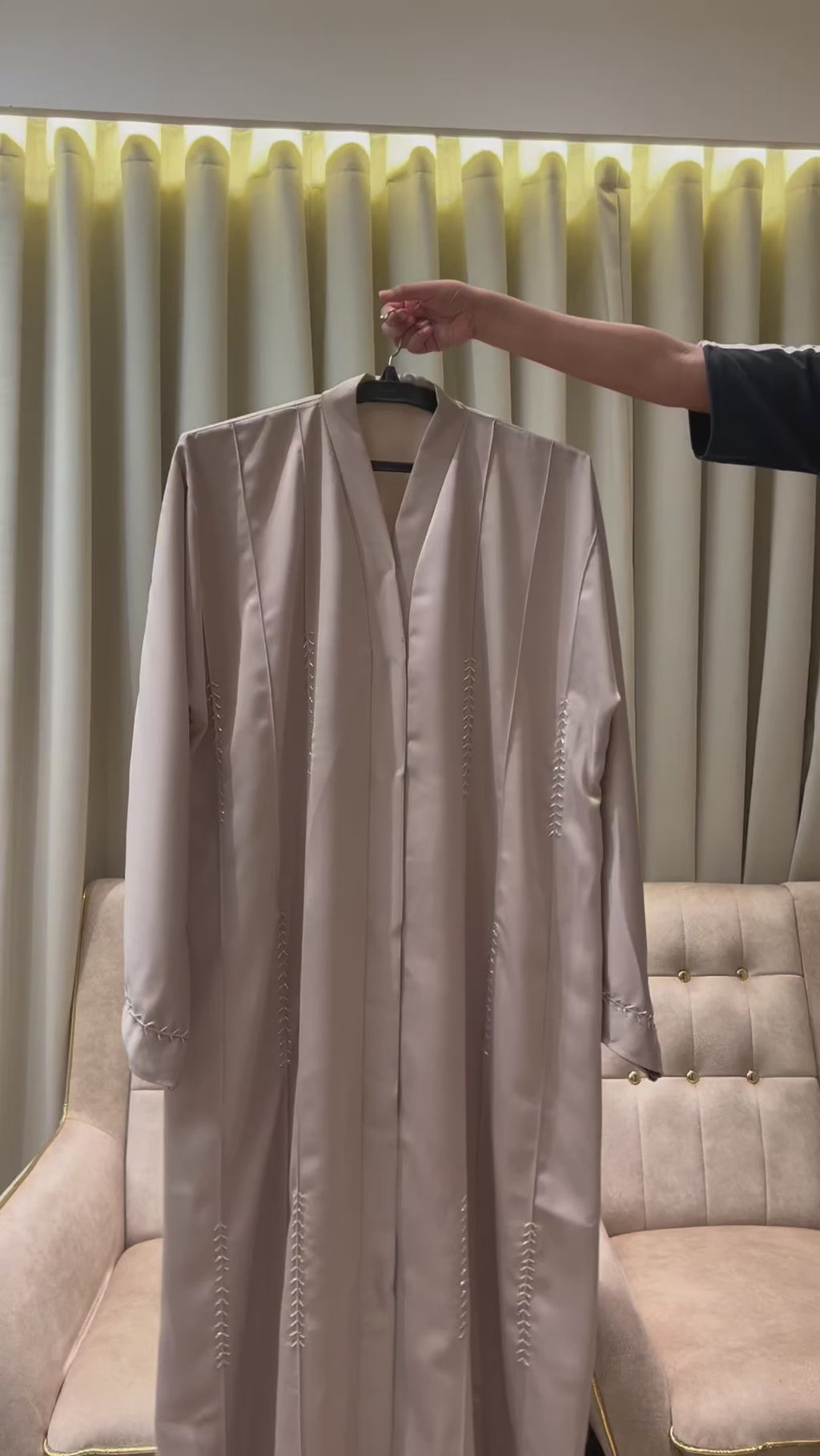 Beige Couture Handwork Abaya- MH089