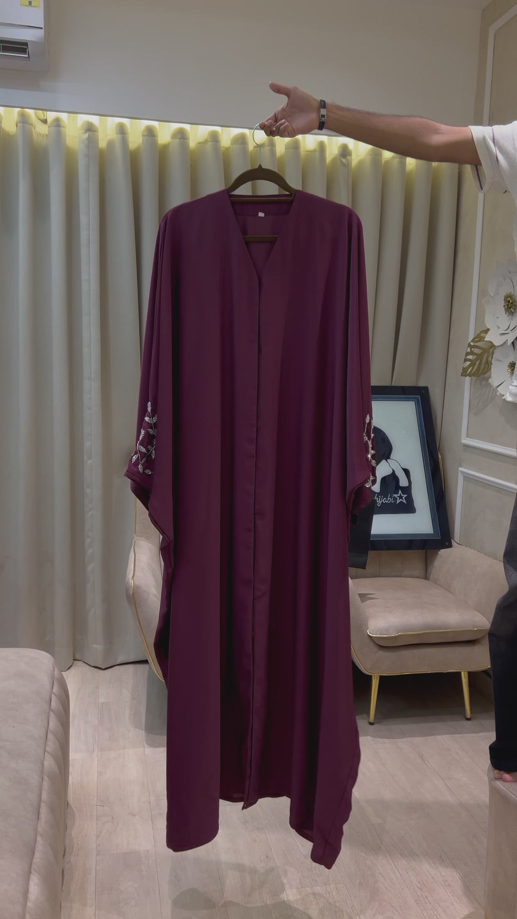 Cherry Silver Gilded Abaya- MH045