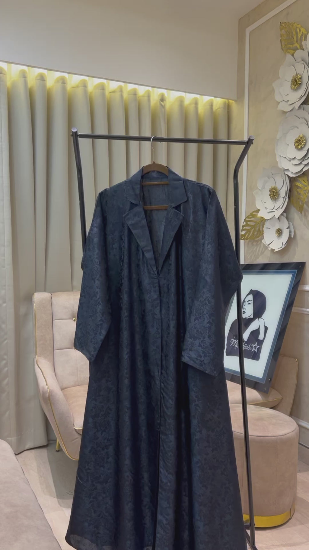 Blue Printed Abaya -MH087