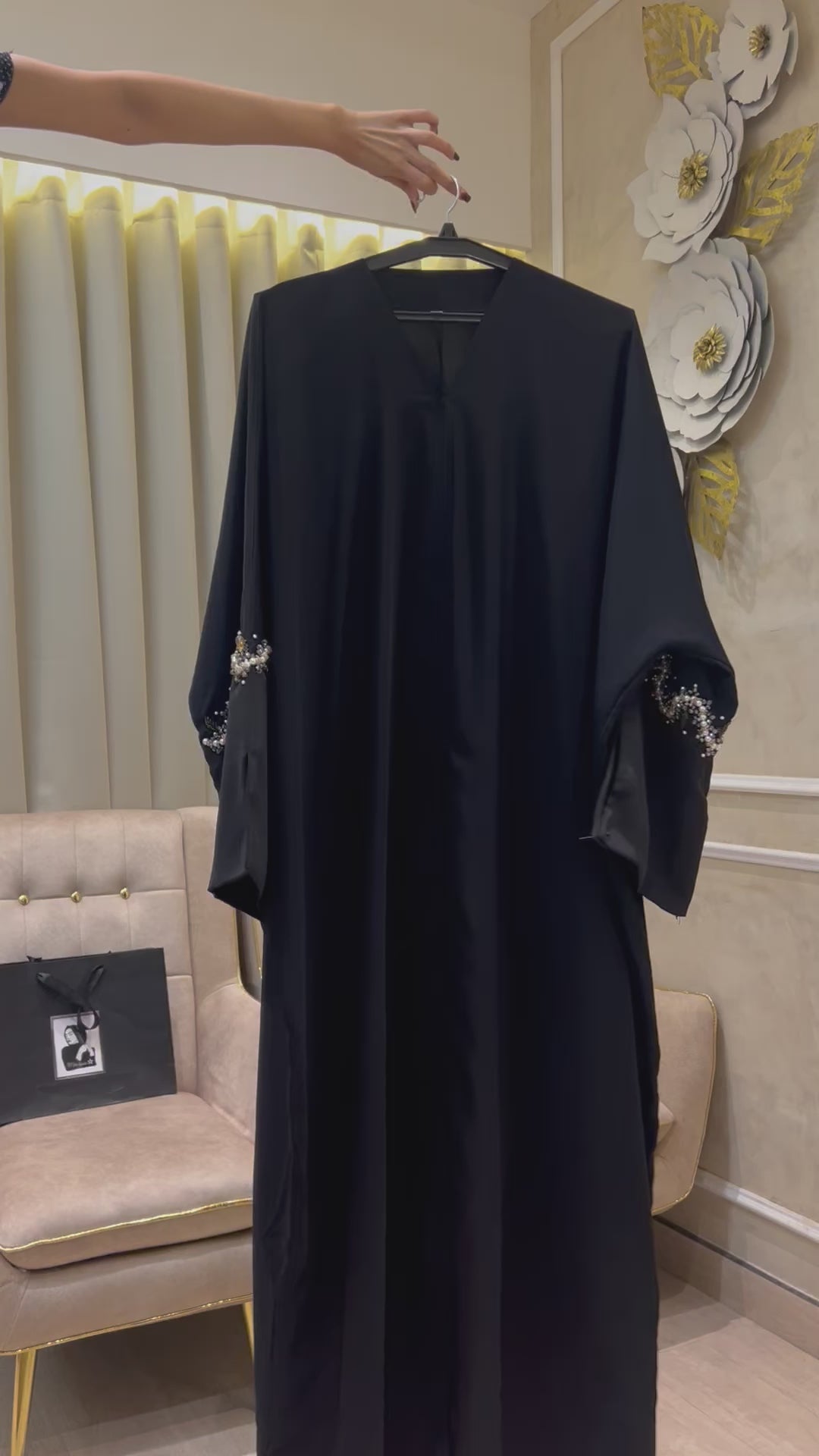 Satin Sleeve Farasha Abaya- MH079