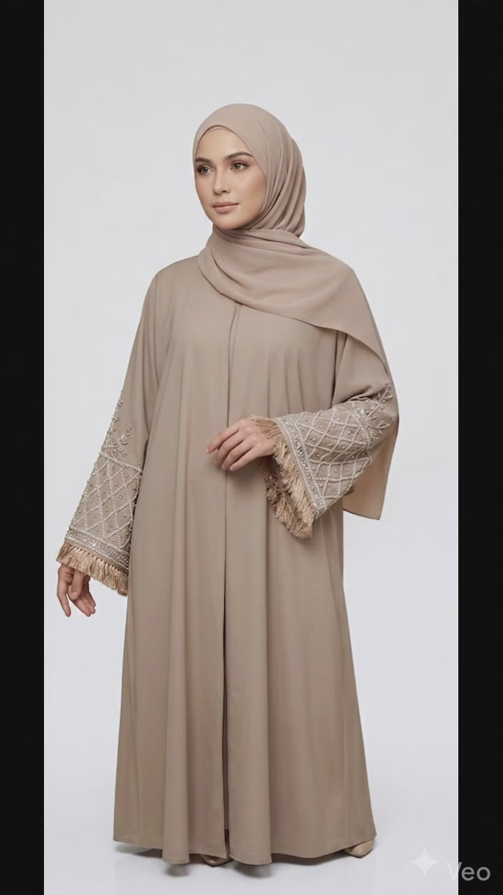 Beige Party Sleeve Work Abaya MH247