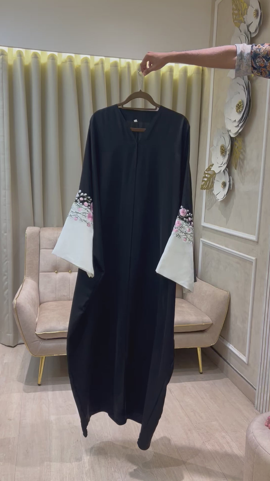 Rose Black abaya- MH074