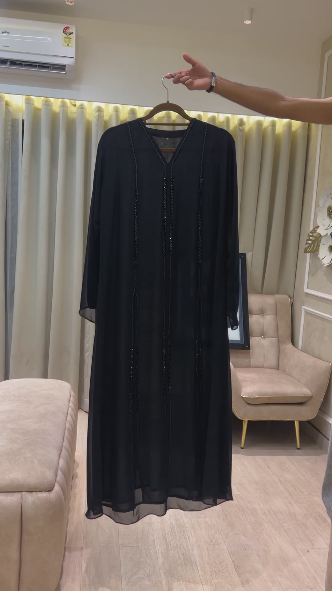Black Georgette party Abaya -MH041