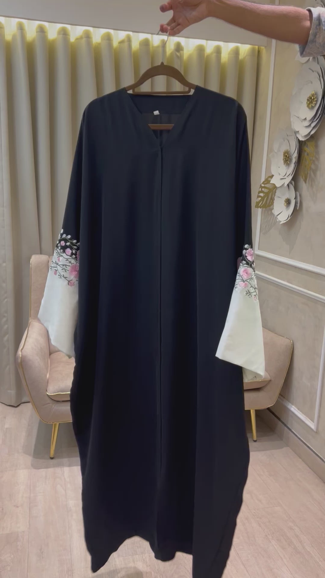 Rose Black abaya- MH074
