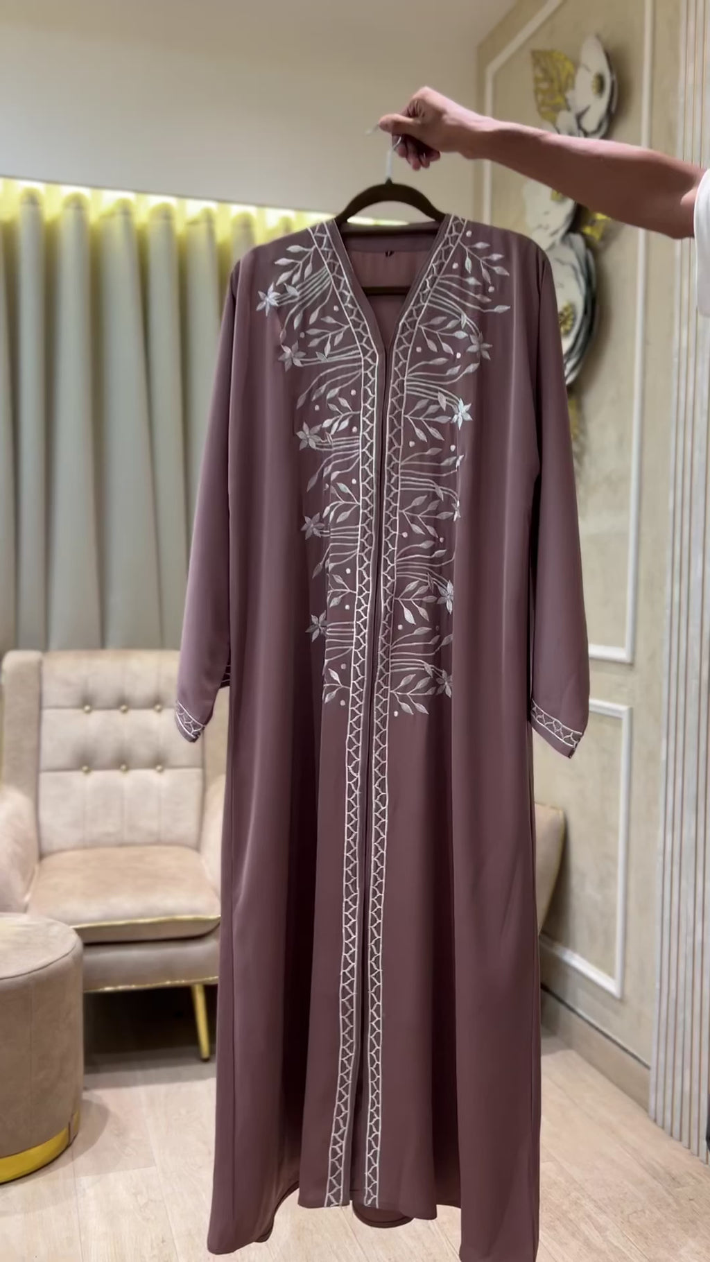 Embroidery Sable Brown Abaya- MH221