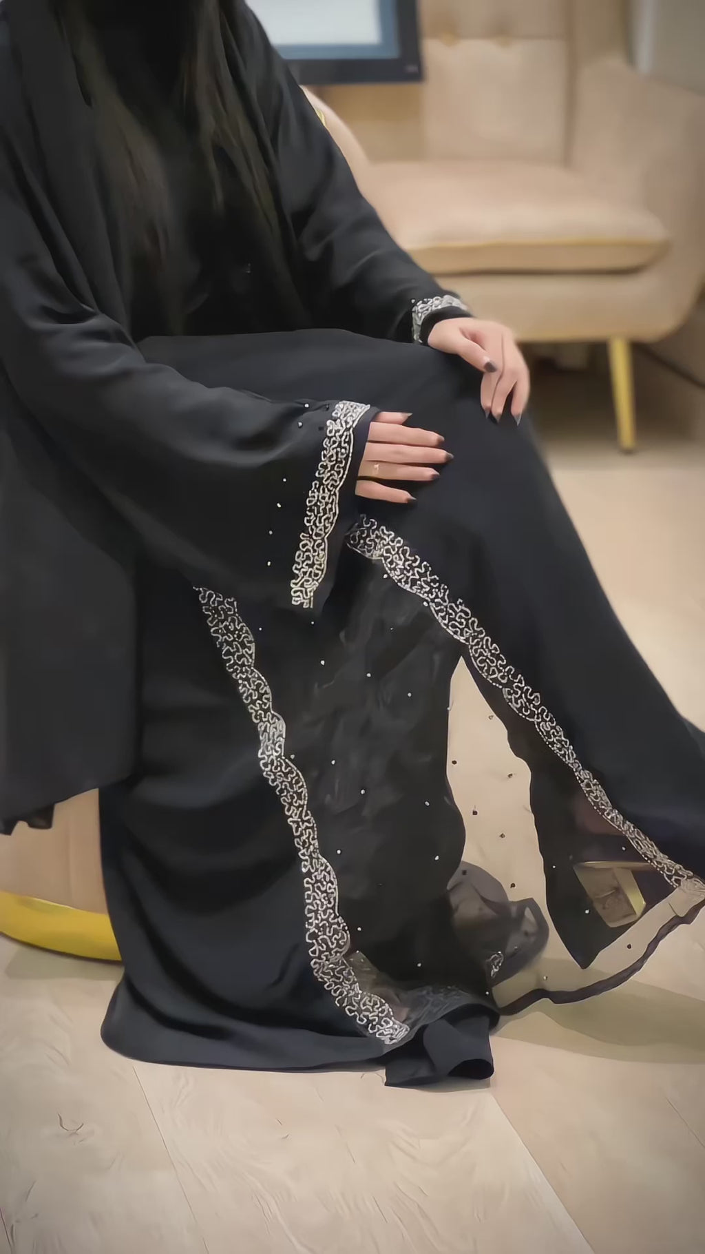 Black Organza Styled Abaya -MH117