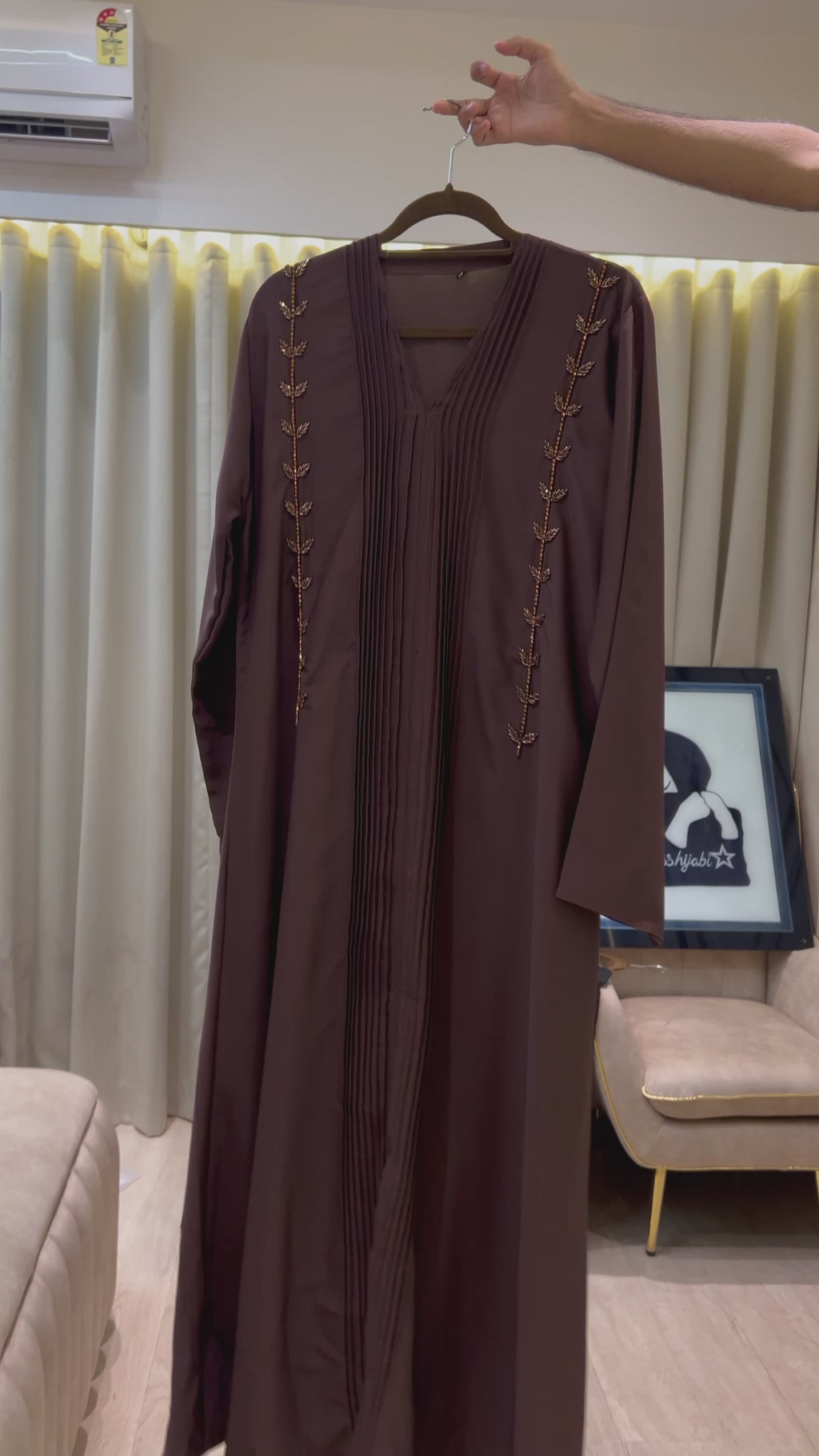 Brown Front Designed Abaya- MH056