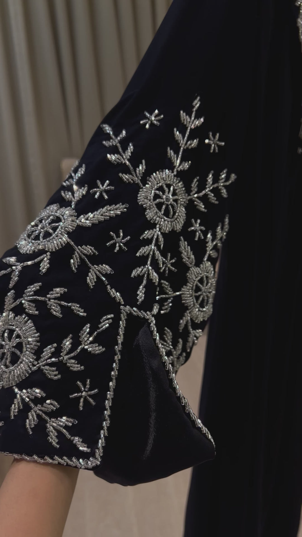 Black Luxury Collar Work Abaya- MH050