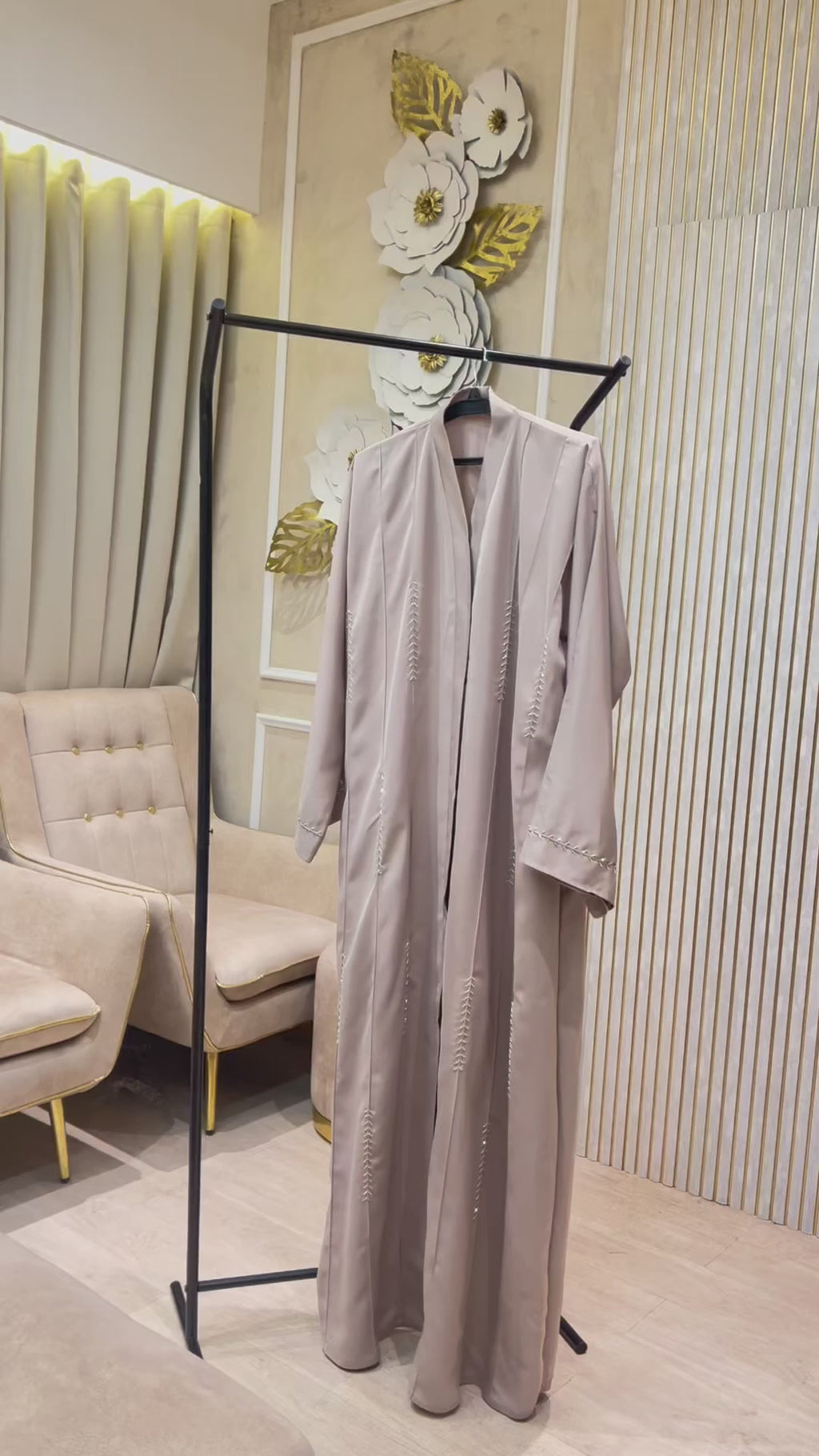 Beige Couture Handwork Abaya- MH089