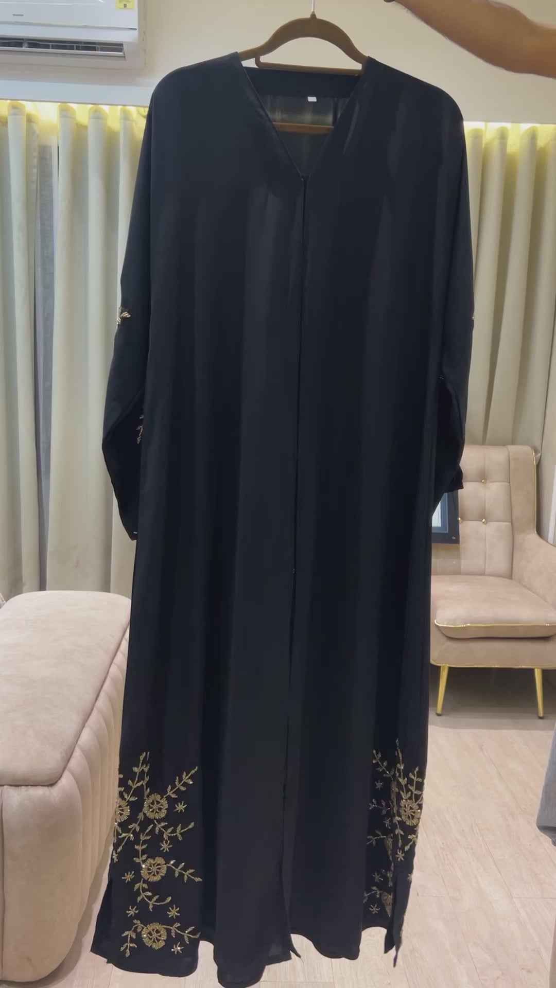 Royal Gilded Black abaya - MH039