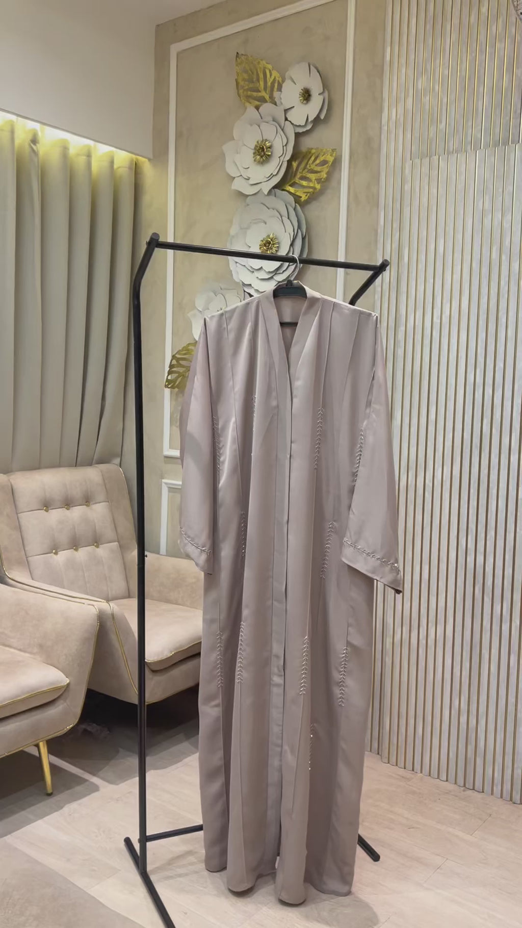 Beige Couture Handwork Abaya- MH089