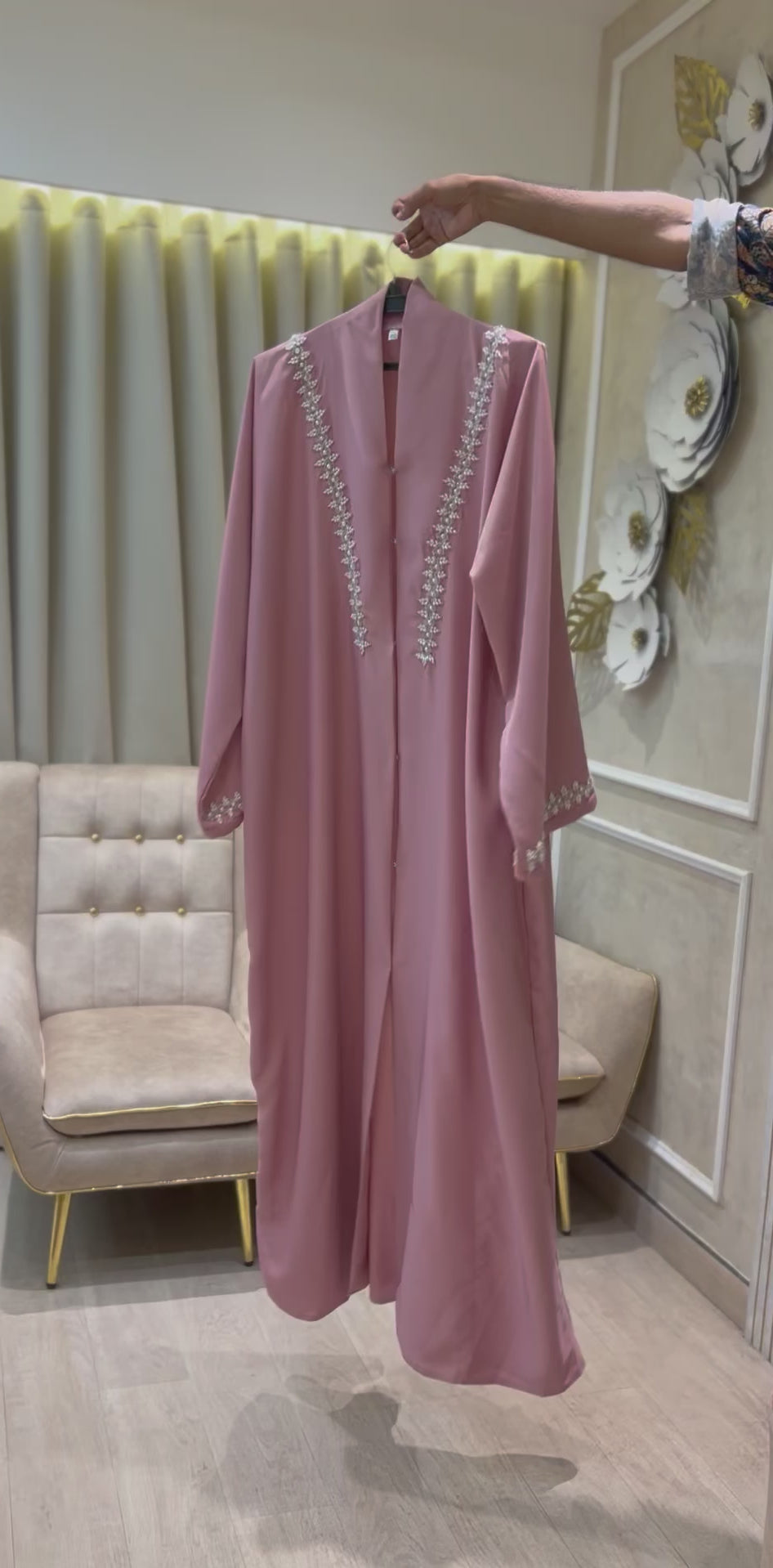 Baby Pink Luxury Abaya- MH061
